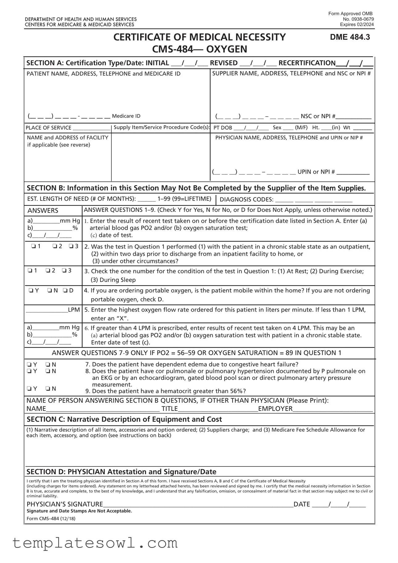 Fill Out Your Certificate Necessity Form