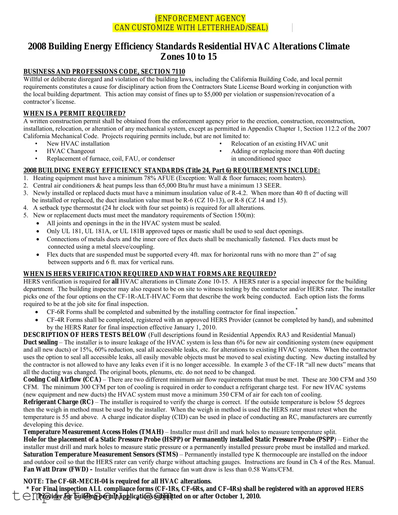 Fill Out Your Cf 1R Alt Hvac Form