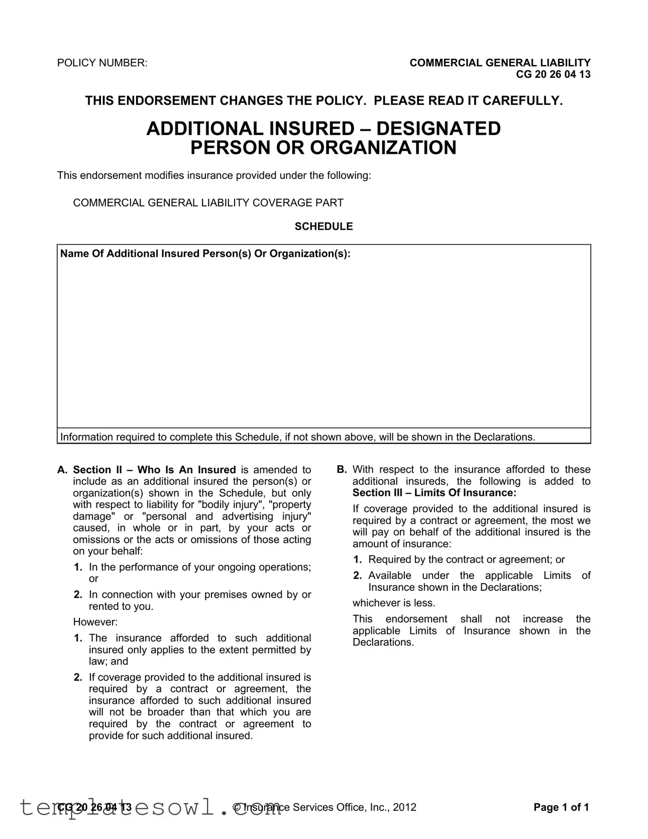 Fill Out Your Cg 20 26 04 13 Form
