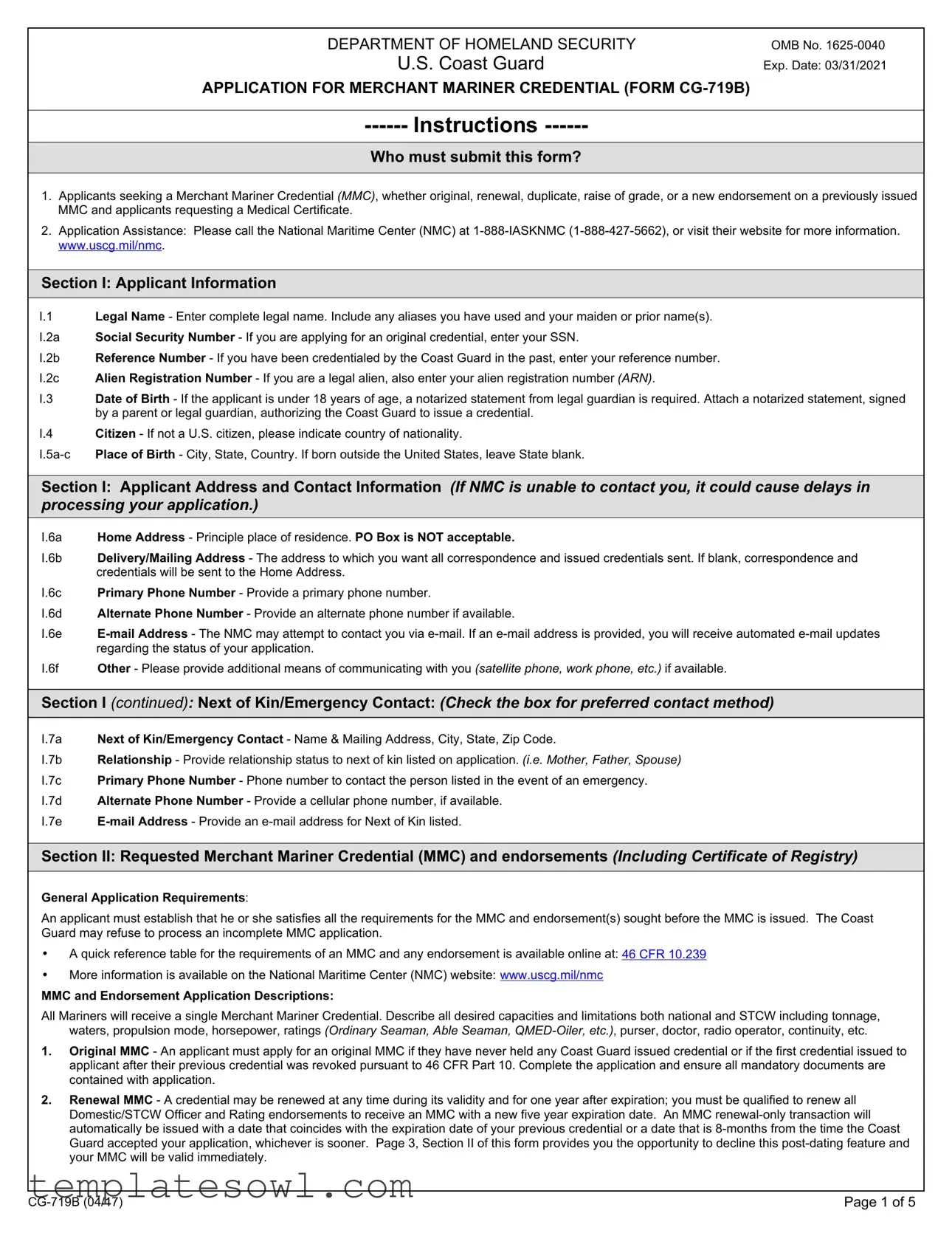 Fill Out Your Cg 719B Form