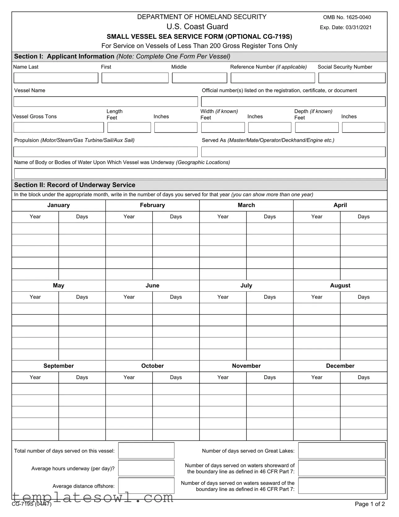 Fill Out Your Cg 719S Form
