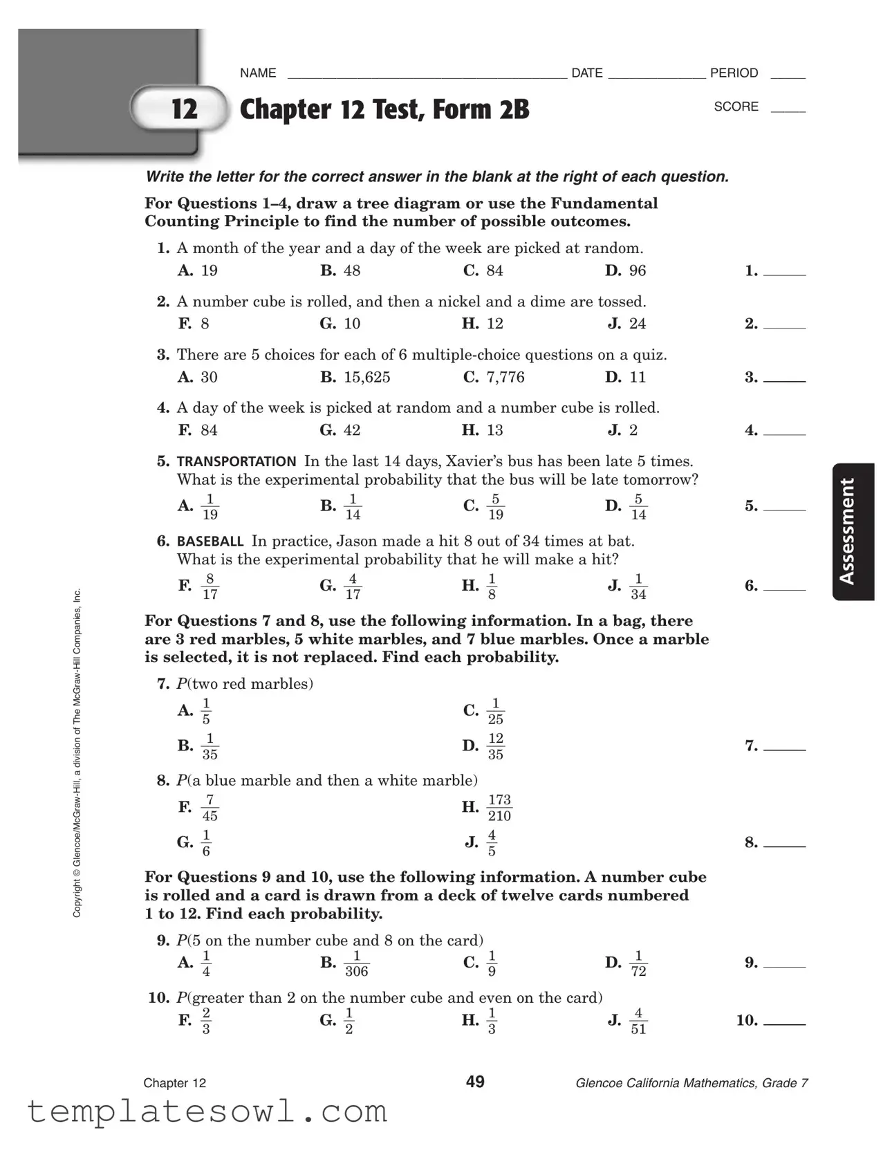 Fill Out Your Chapter 12 Test Form