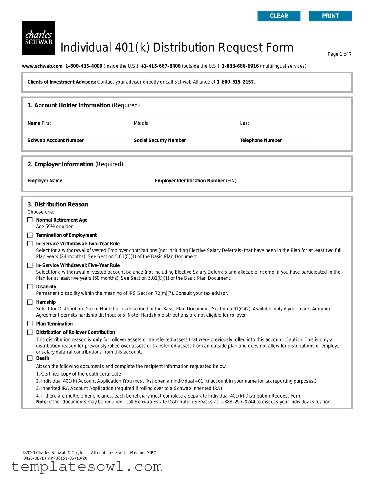Fill Out Your Charles 401K Distribution Form