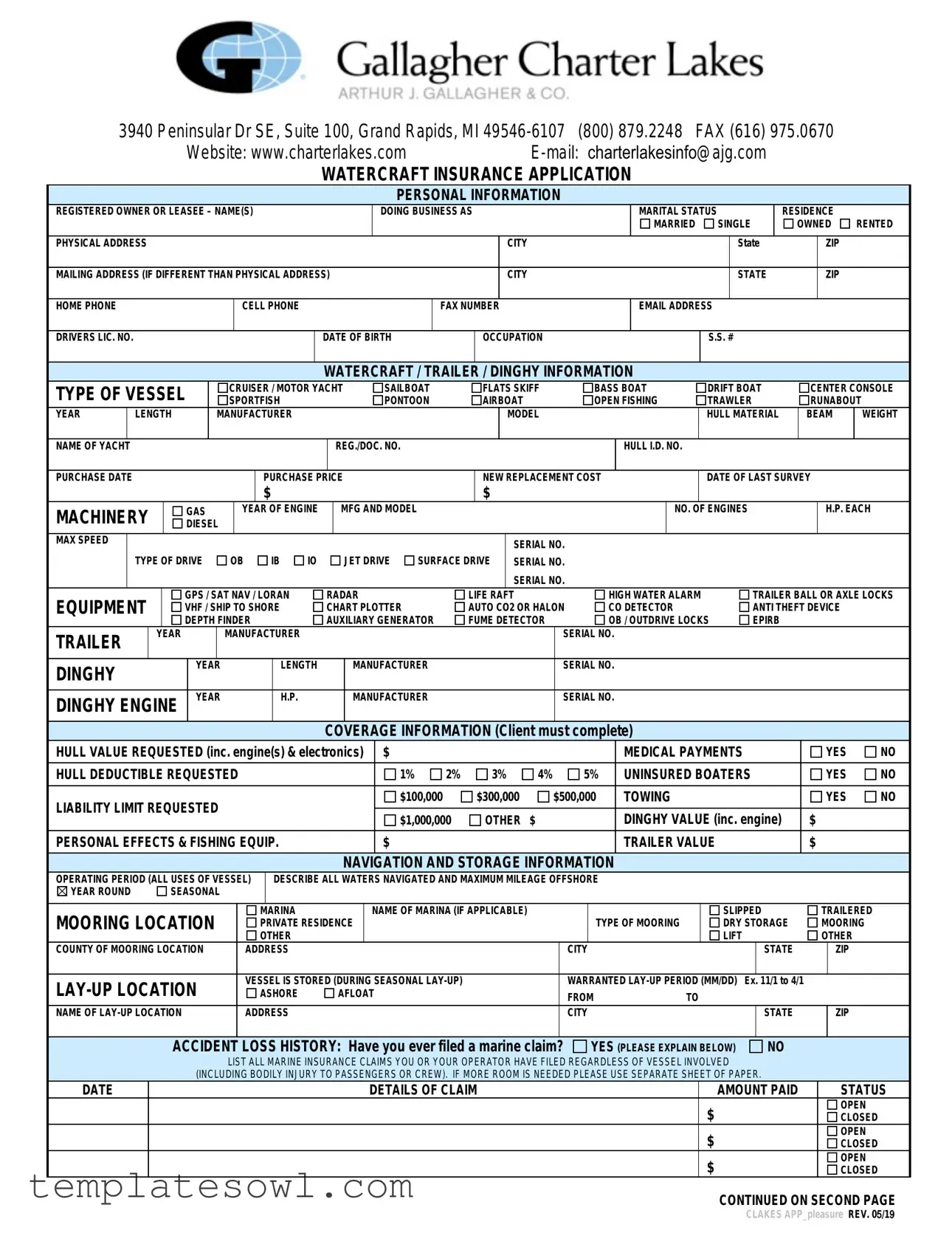 Fill Out Your Charter Lakes Insurance Application Form