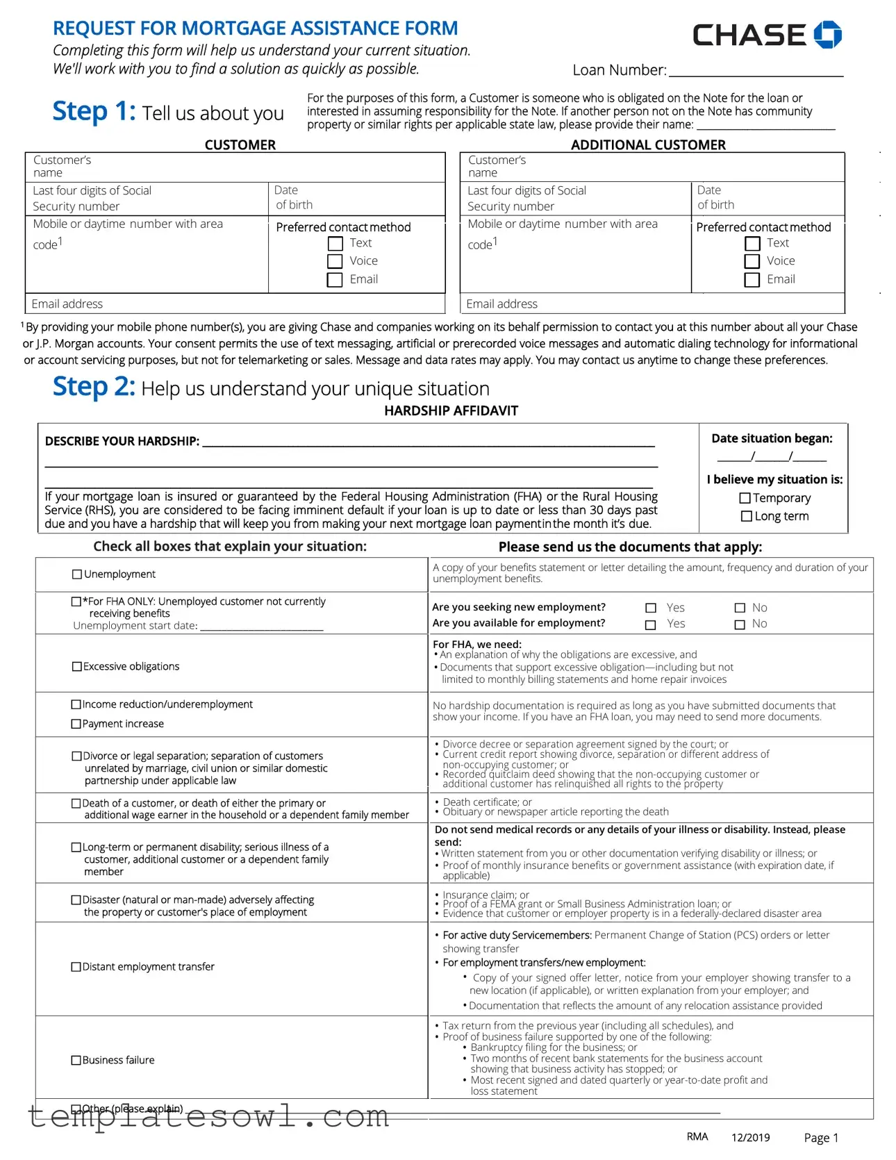 Fill Out Your Chase D19693 Rma 0913 Form