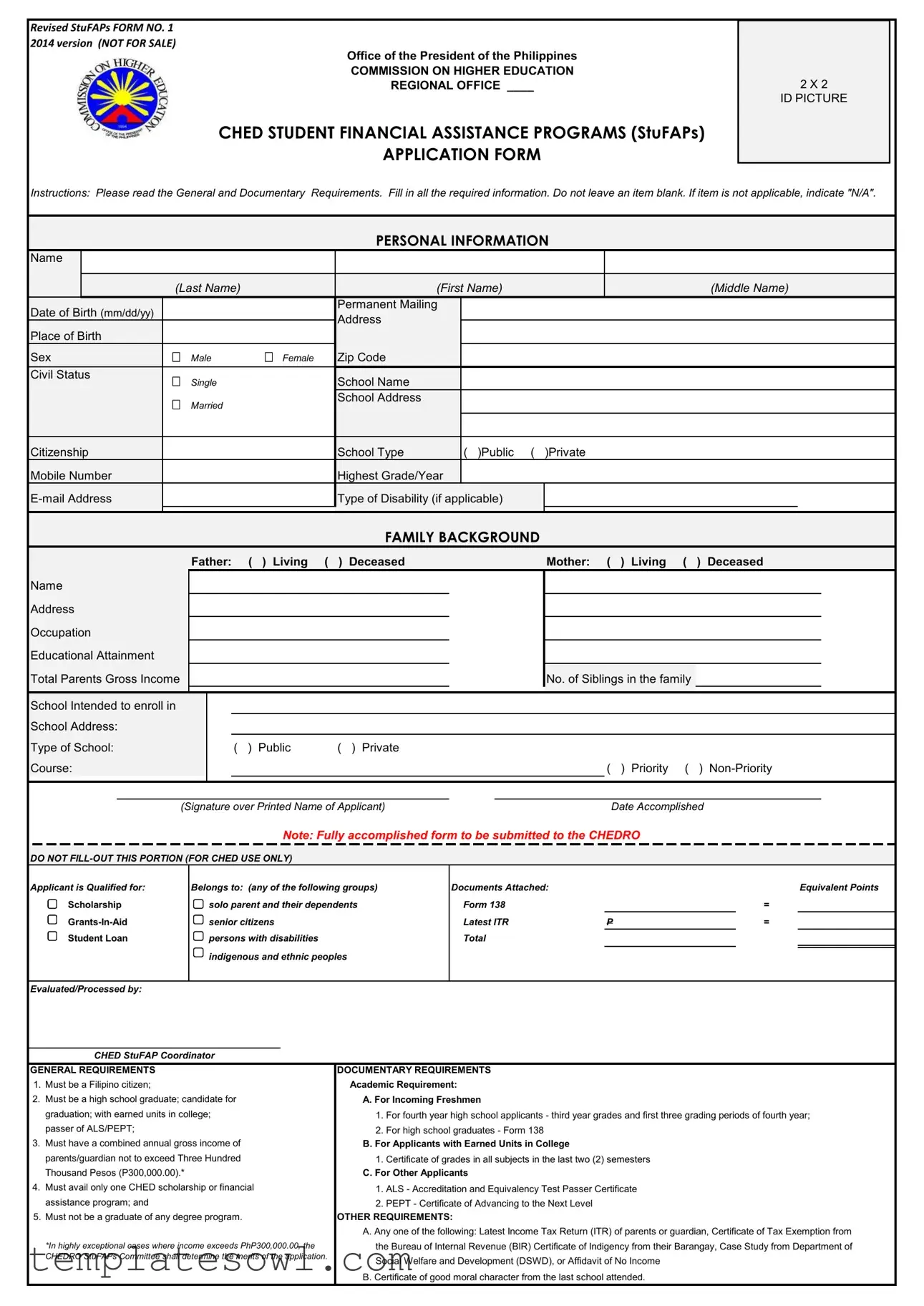 Fill Out Your Ched Application Form