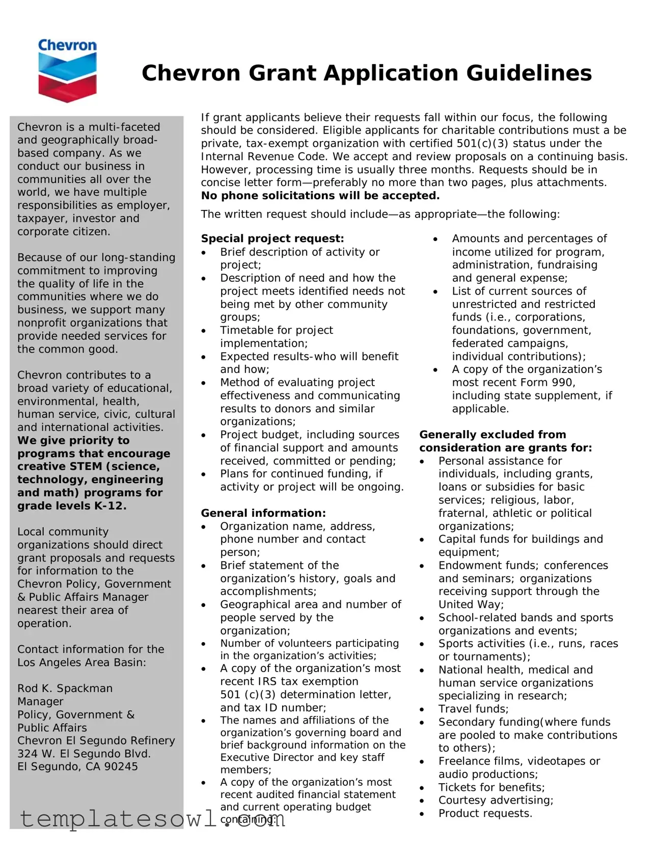 Fill Out Your Chevron Grant Form