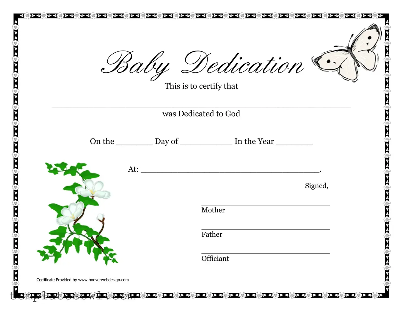 Fill Out Your Child Dedication Certificate Form