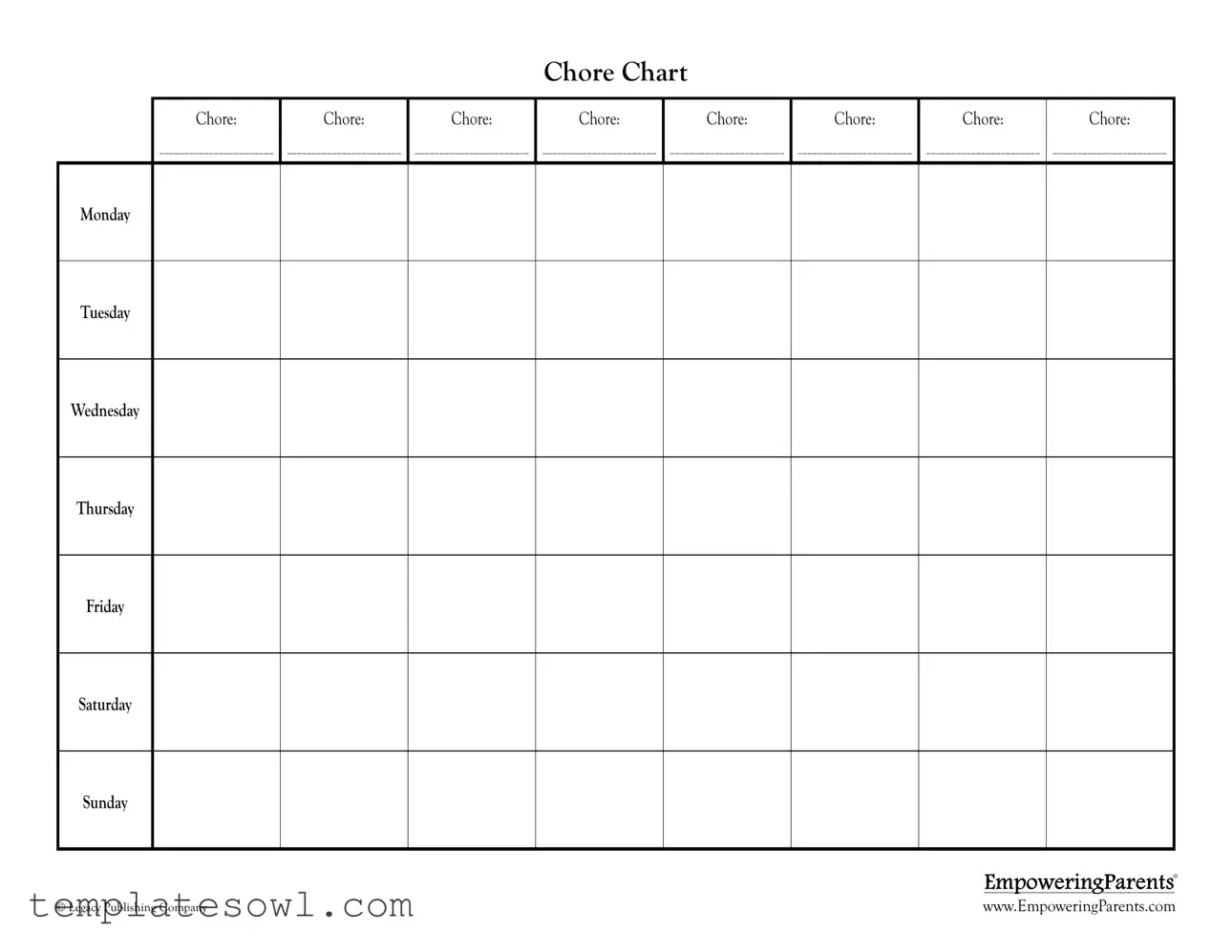 Fill Out Your Chore Chart Form