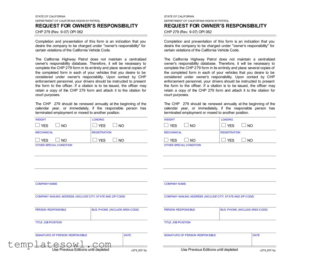 Fill Out Your Chp 279 Form