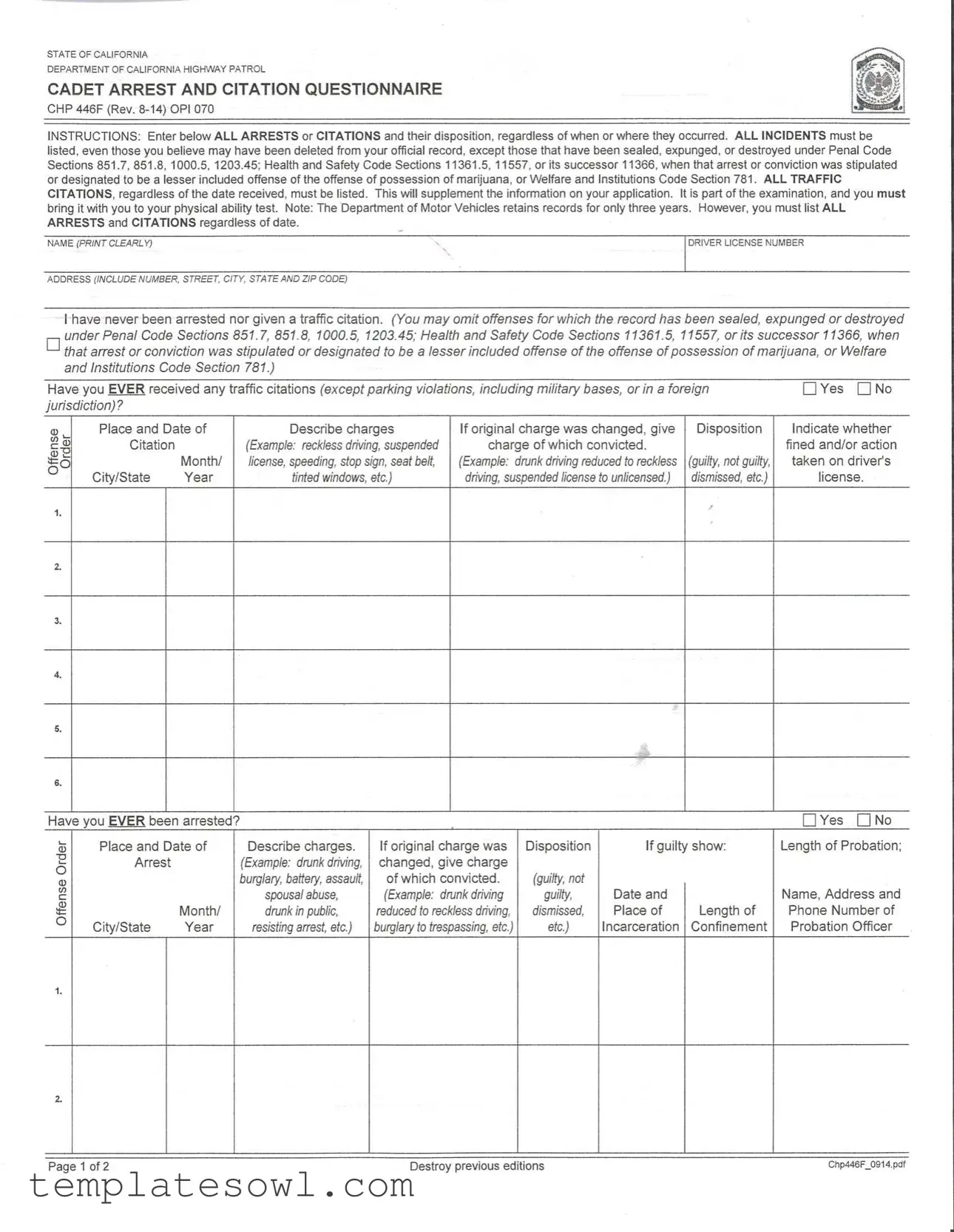 Fill Out Your Chp 446F Form
