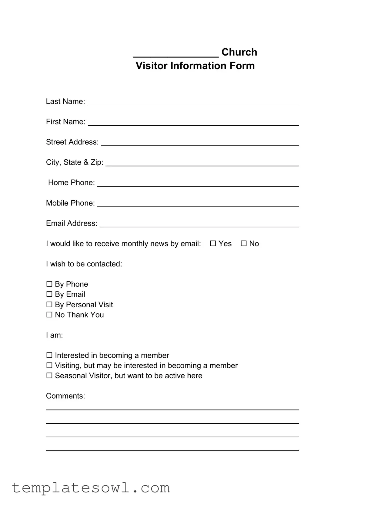 Fill Out Your Church Visitor Form