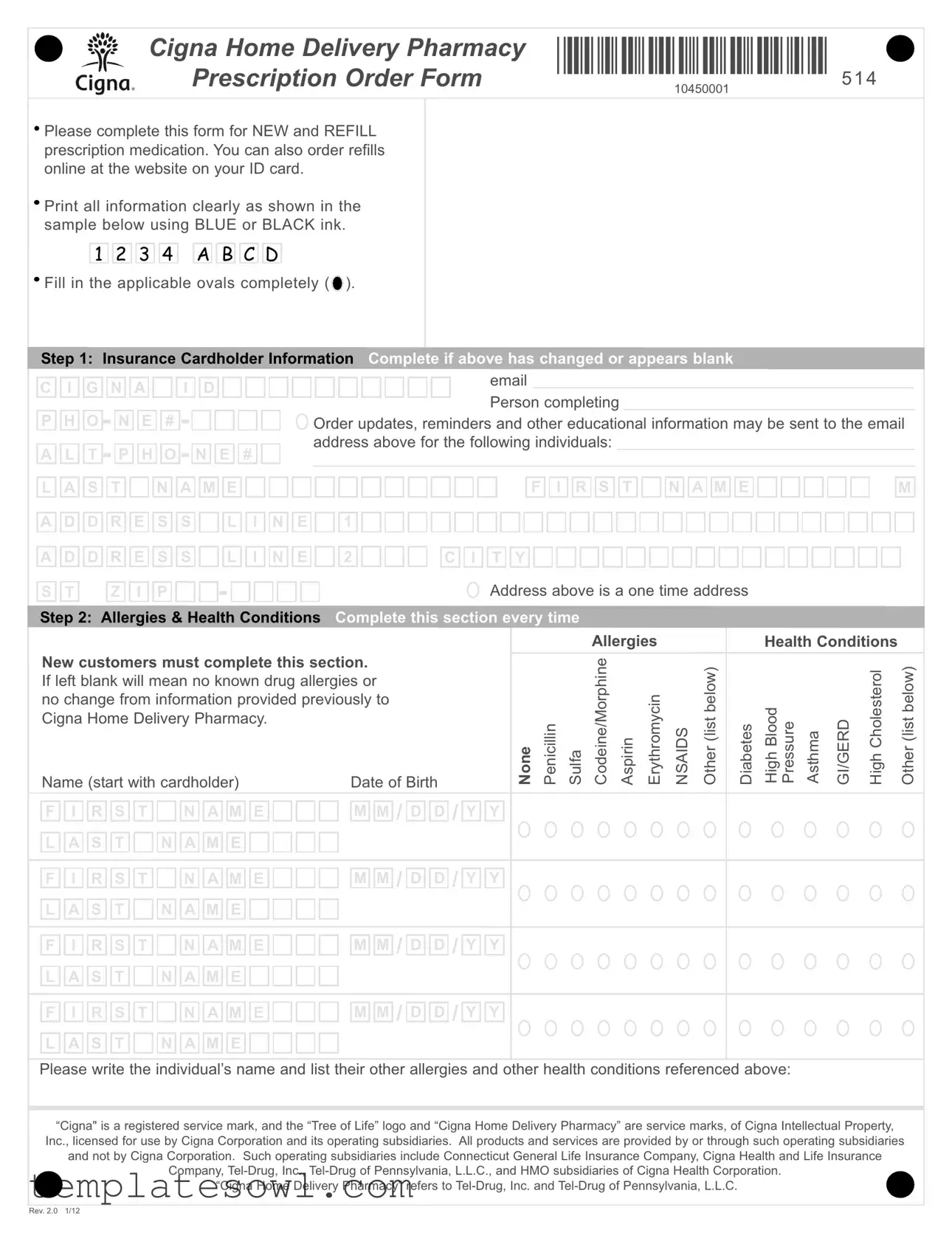 Fill Out Your Cigna Home Delivery Form
