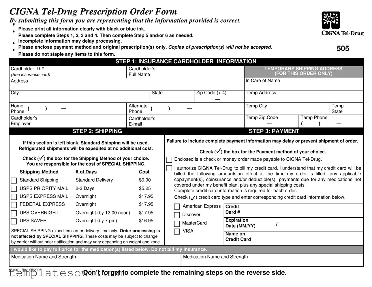 Fill Out Your Cigna Tel Drug Fax Form