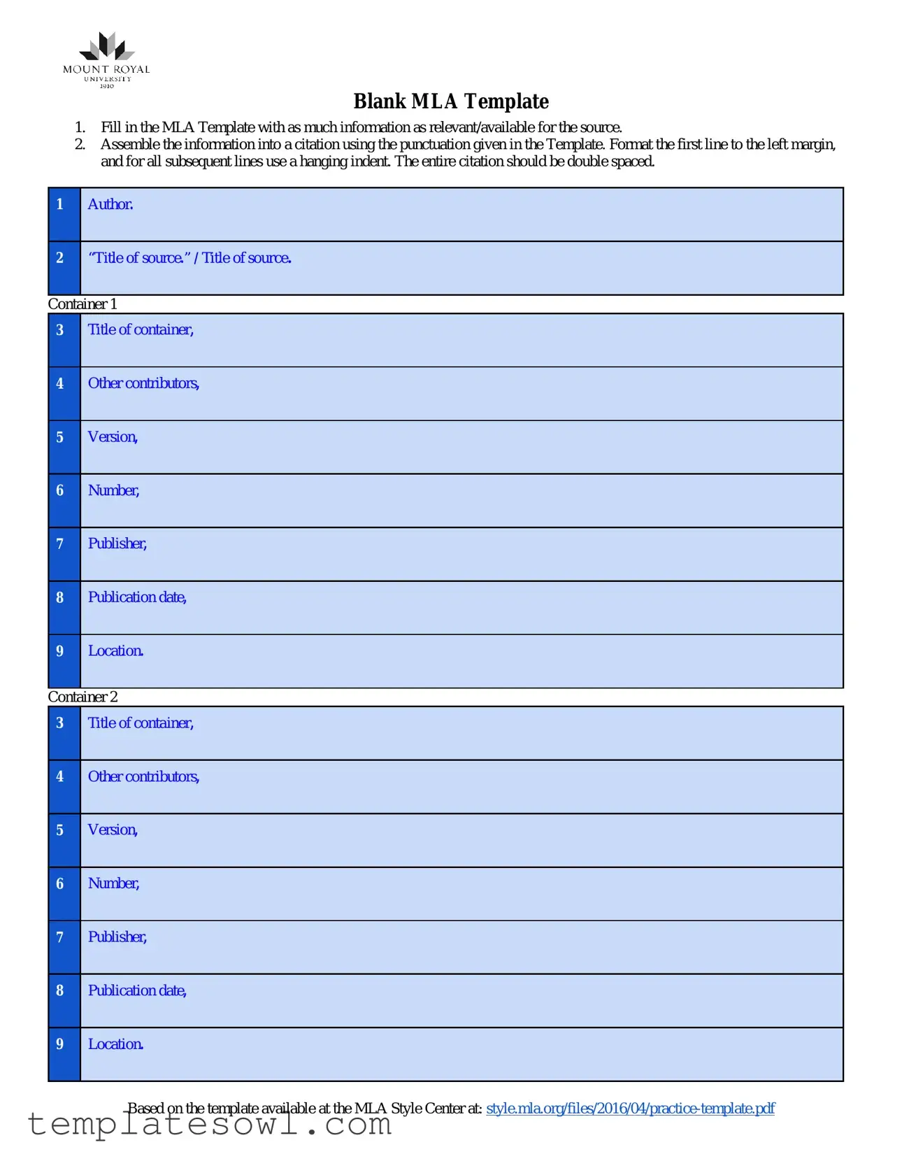 Fill Out Your Citation Format Form