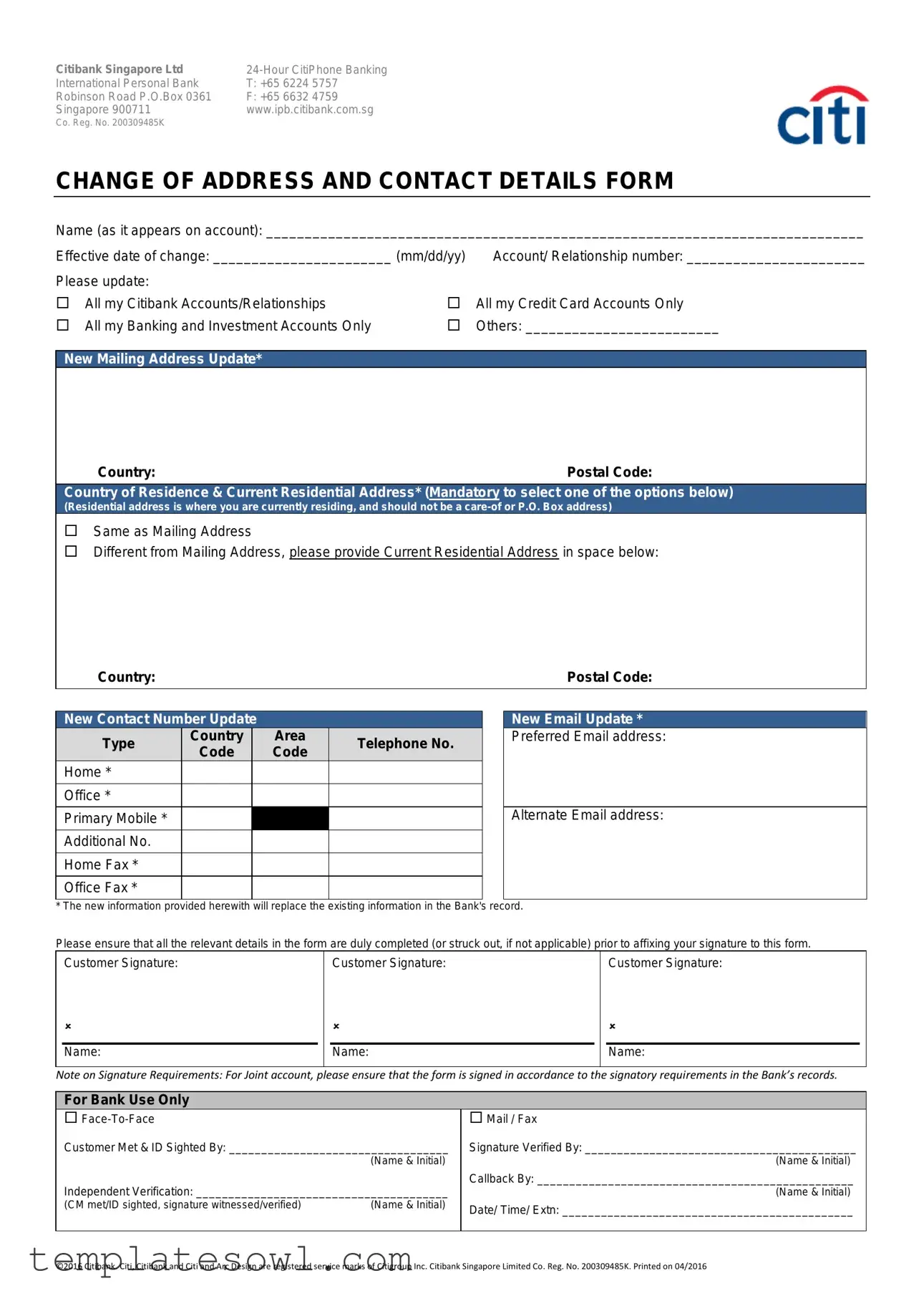Fill Out Your Citibank Credit Card Address Change Form
