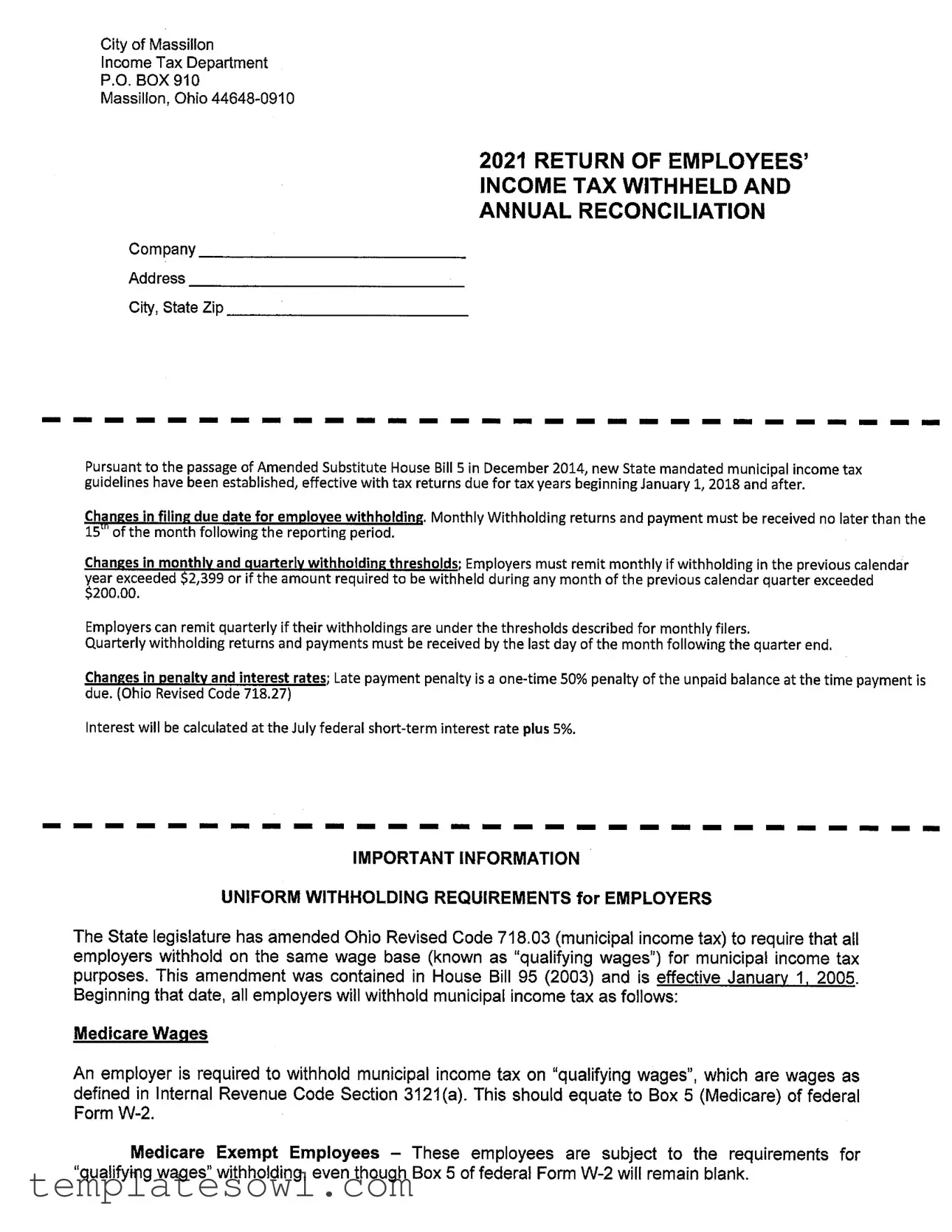 Fill Out Your City Of Massillon Income Tax Form