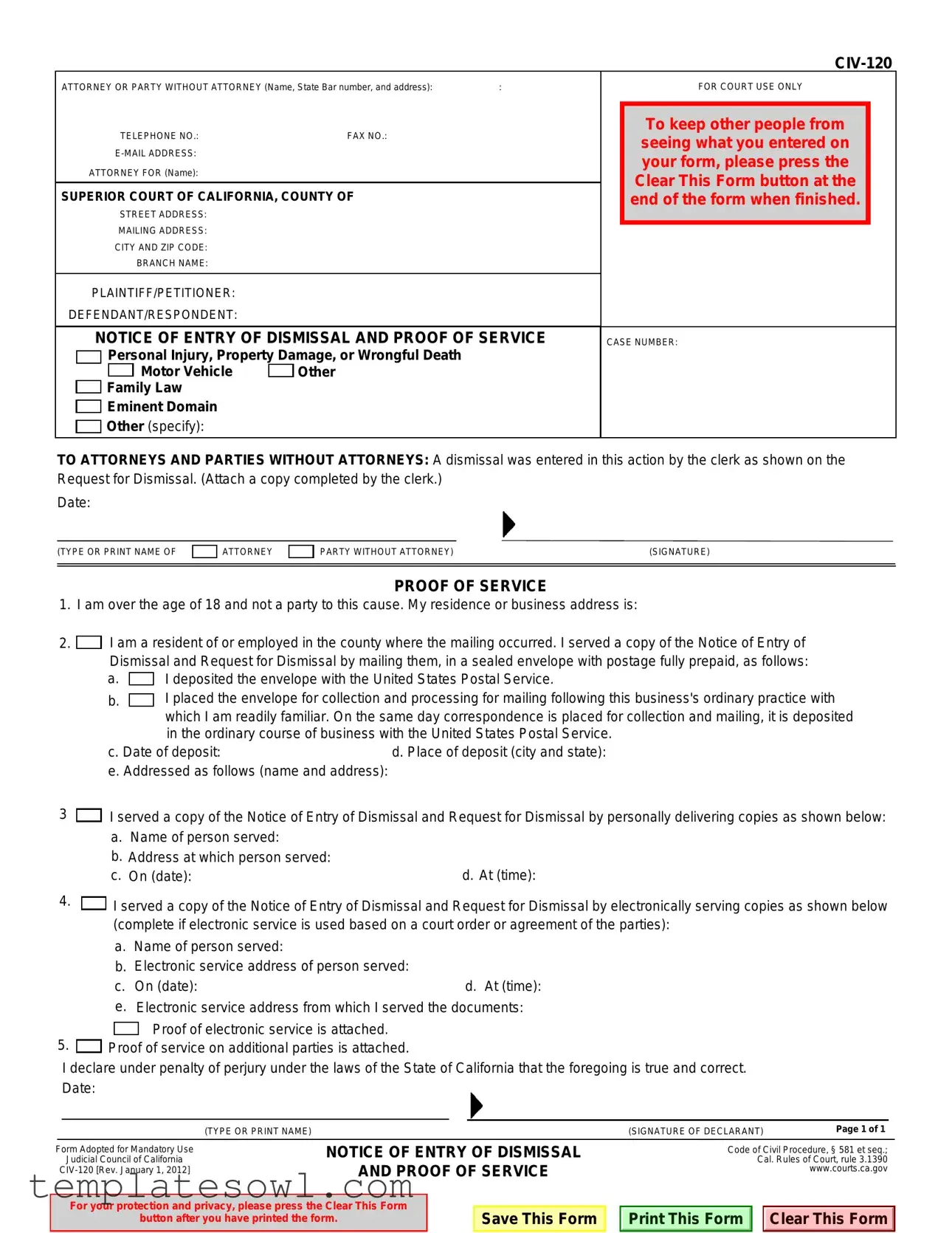 Fill Out Your Civ 120 Form