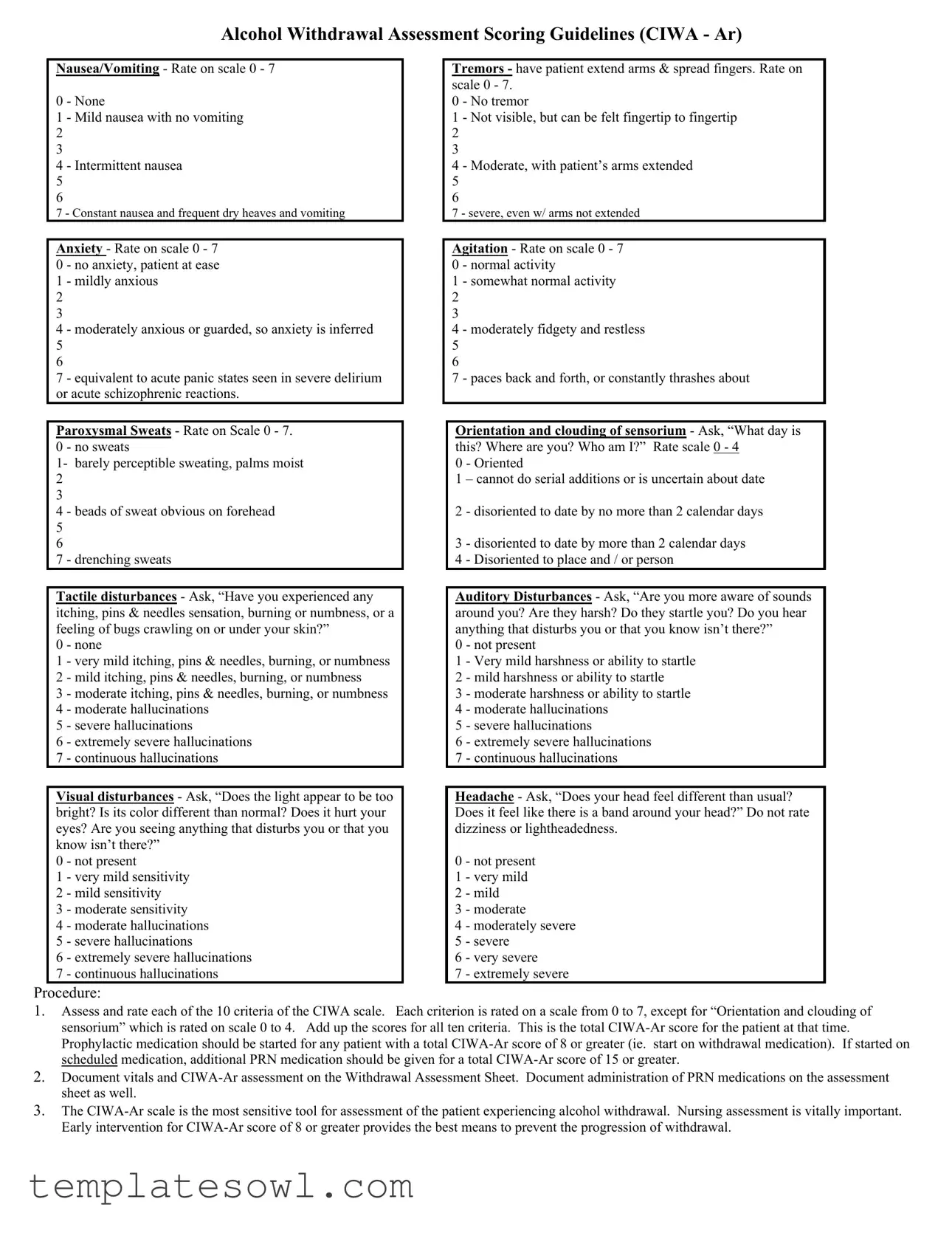 Fill Out Your Ciwa Ar Form