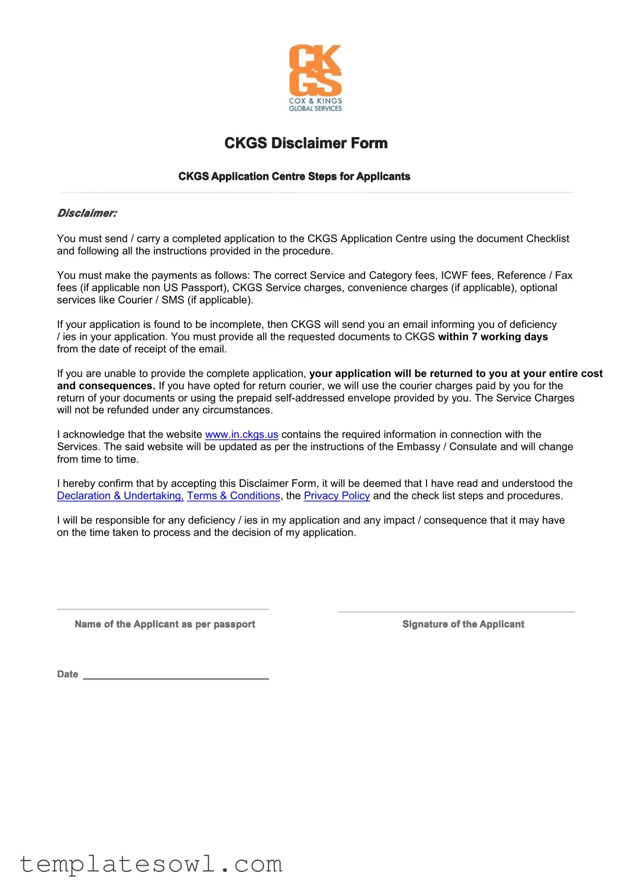 Fill Out Your Ckgs Disclaimer Form