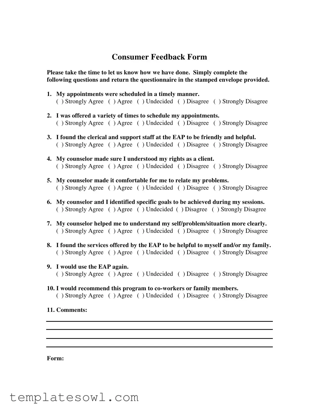 Fill Out Your Client Feedback Form