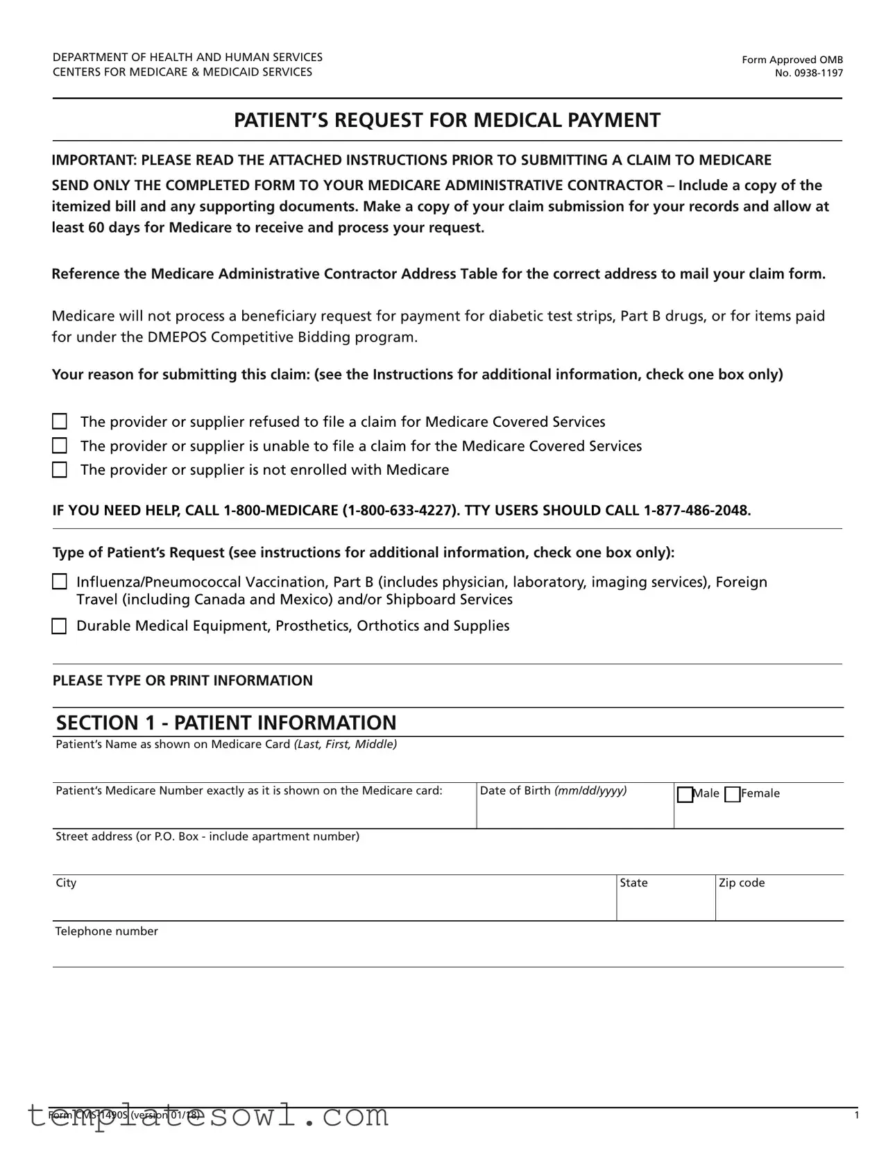 Fill Out Your Cms 1490S Form