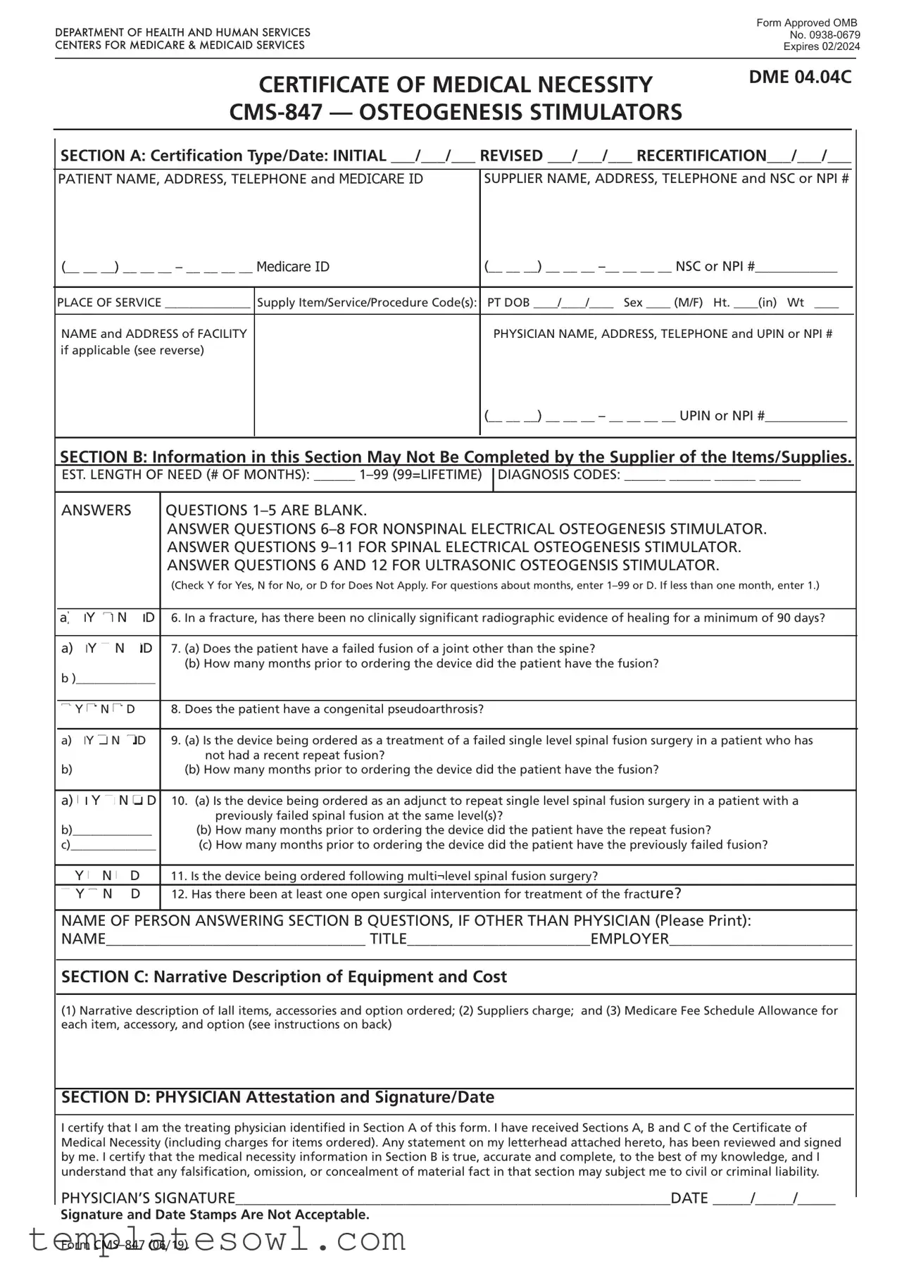 Fill Out Your Cms 847 Form