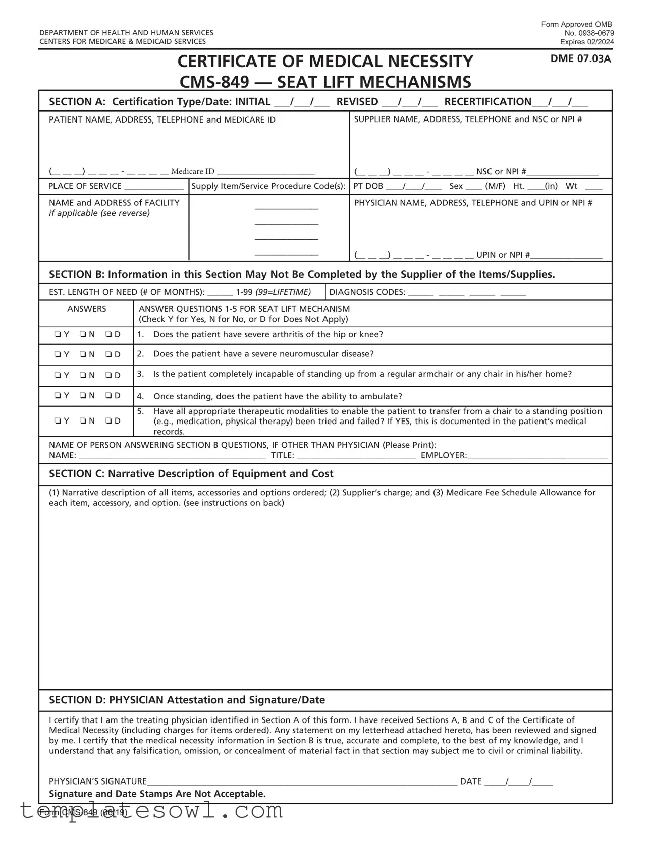 Fill Out Your Cms 849 Form