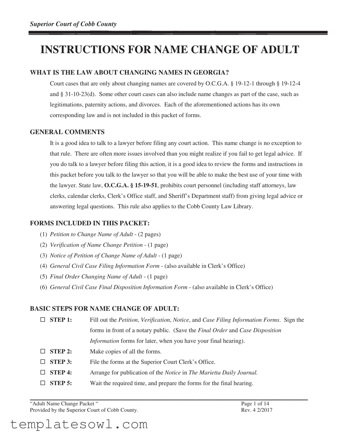 Fill Out Your Cobb Name Change Form