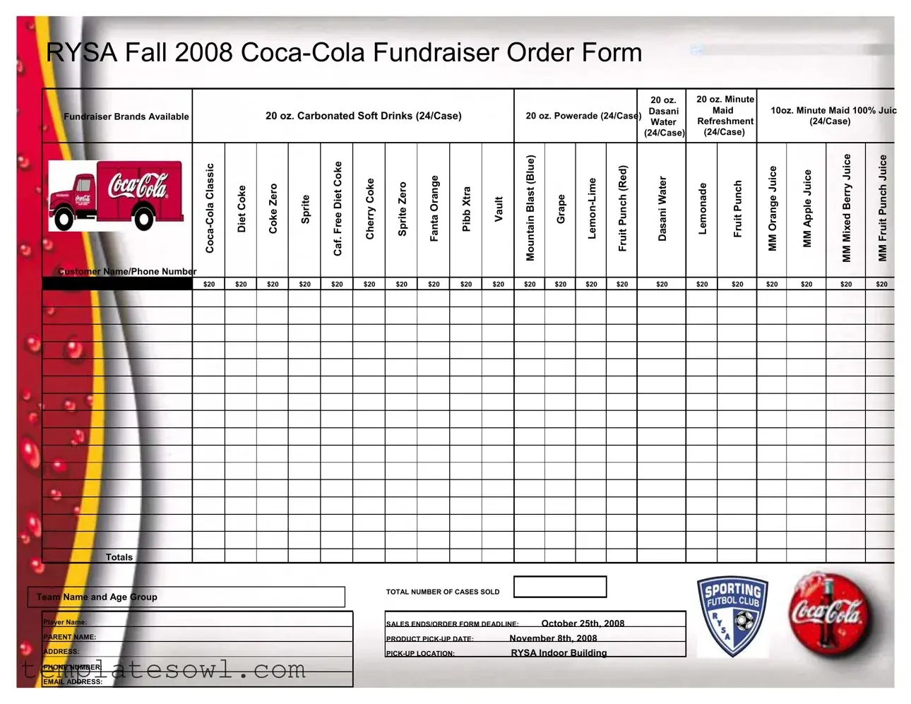 Fill Out Your Coca Cola Fundraiser Form