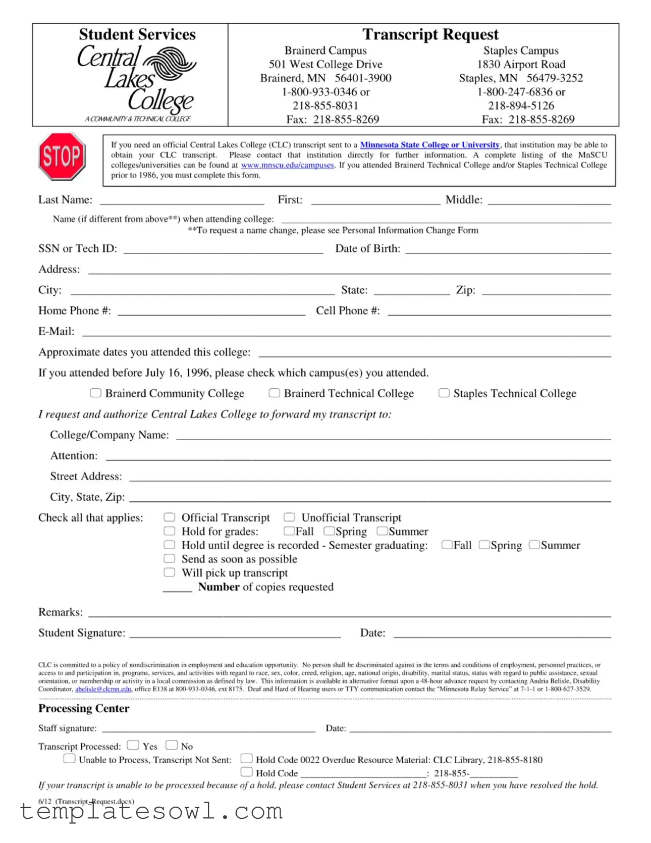 Fill Out Your College Transcript Request Form