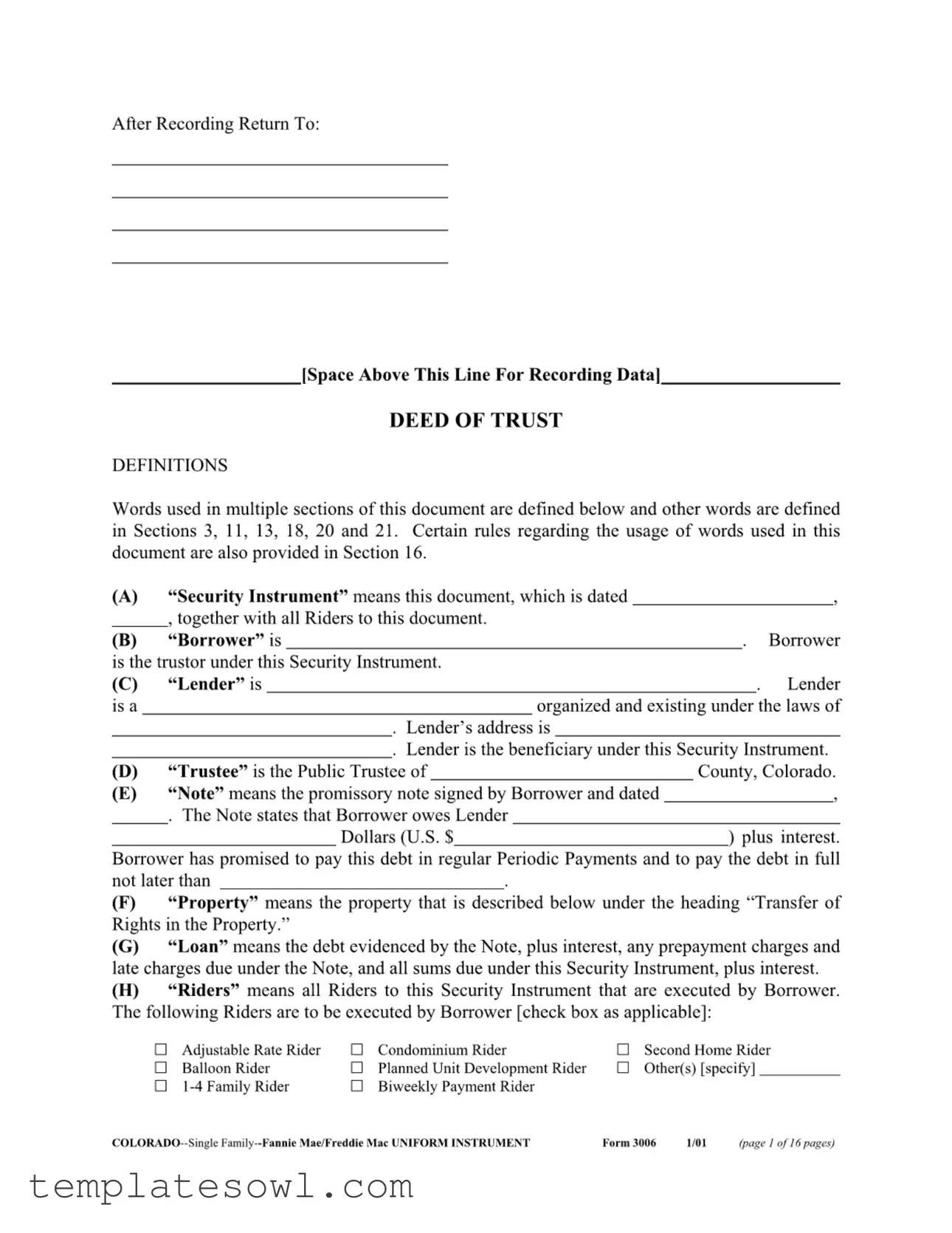Fill Out Your Colorado 3006 Form