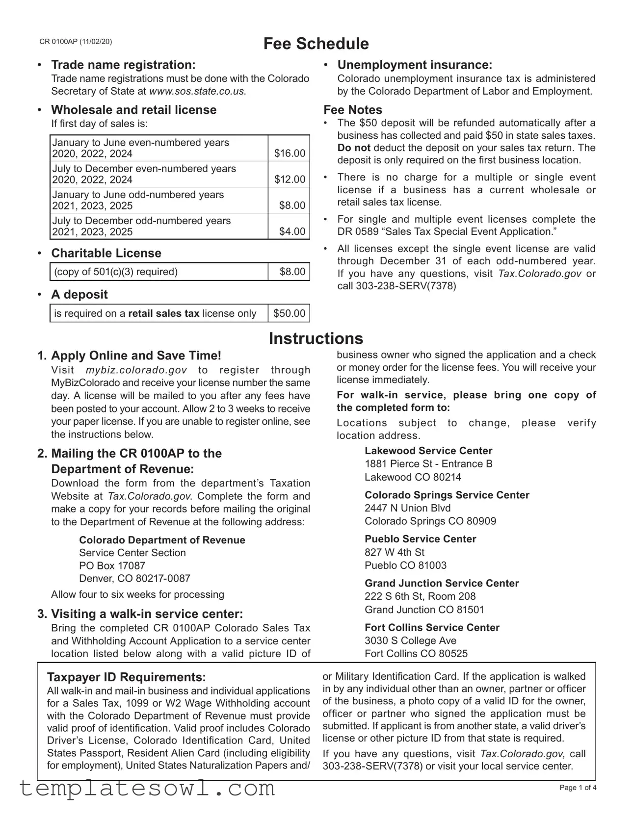 Fill Out Your Colorado Cr 100 Form