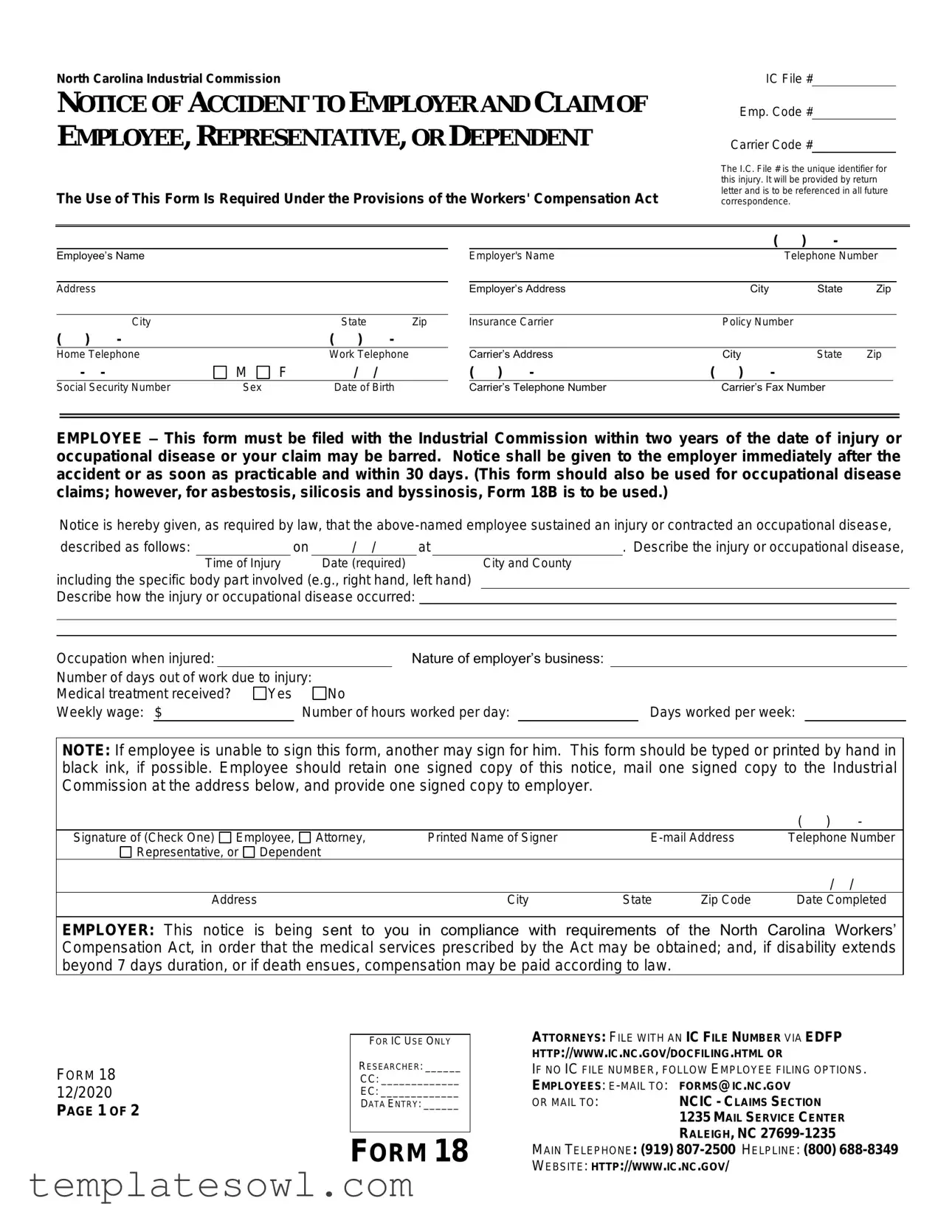 Fill Out Your Commission 18 Form