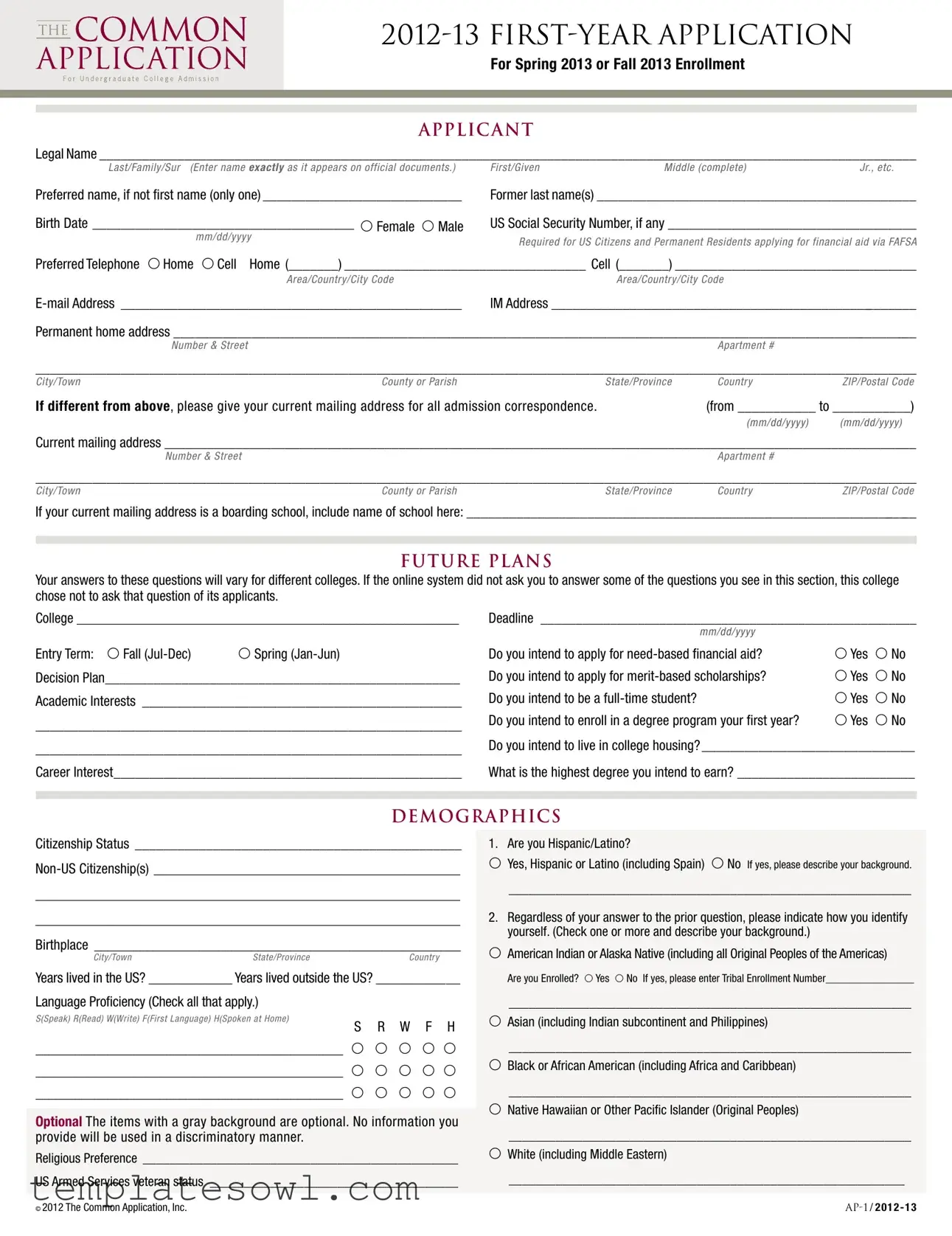 Fill Out Your Common App Form