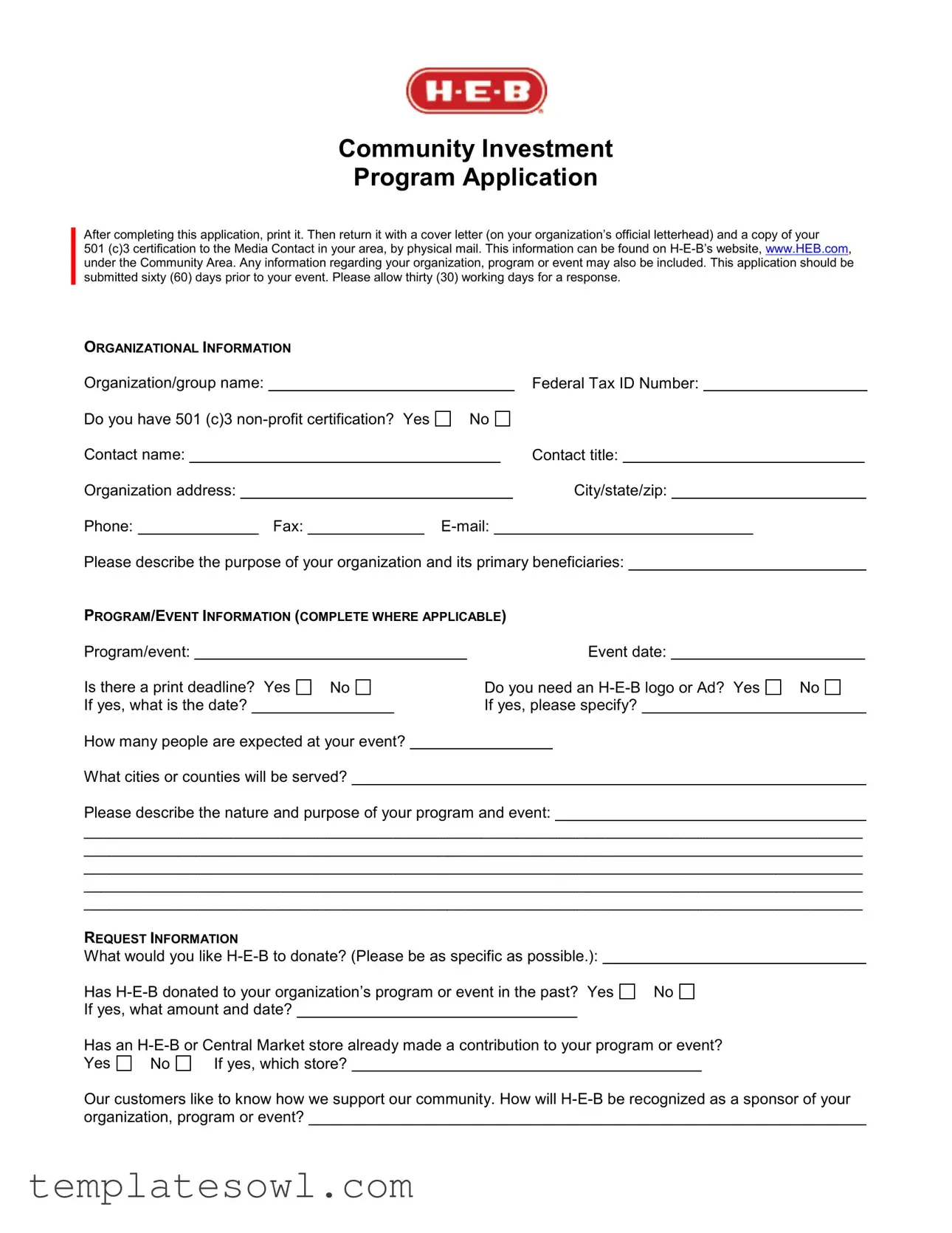Fill Out Your Community Investment Application Form