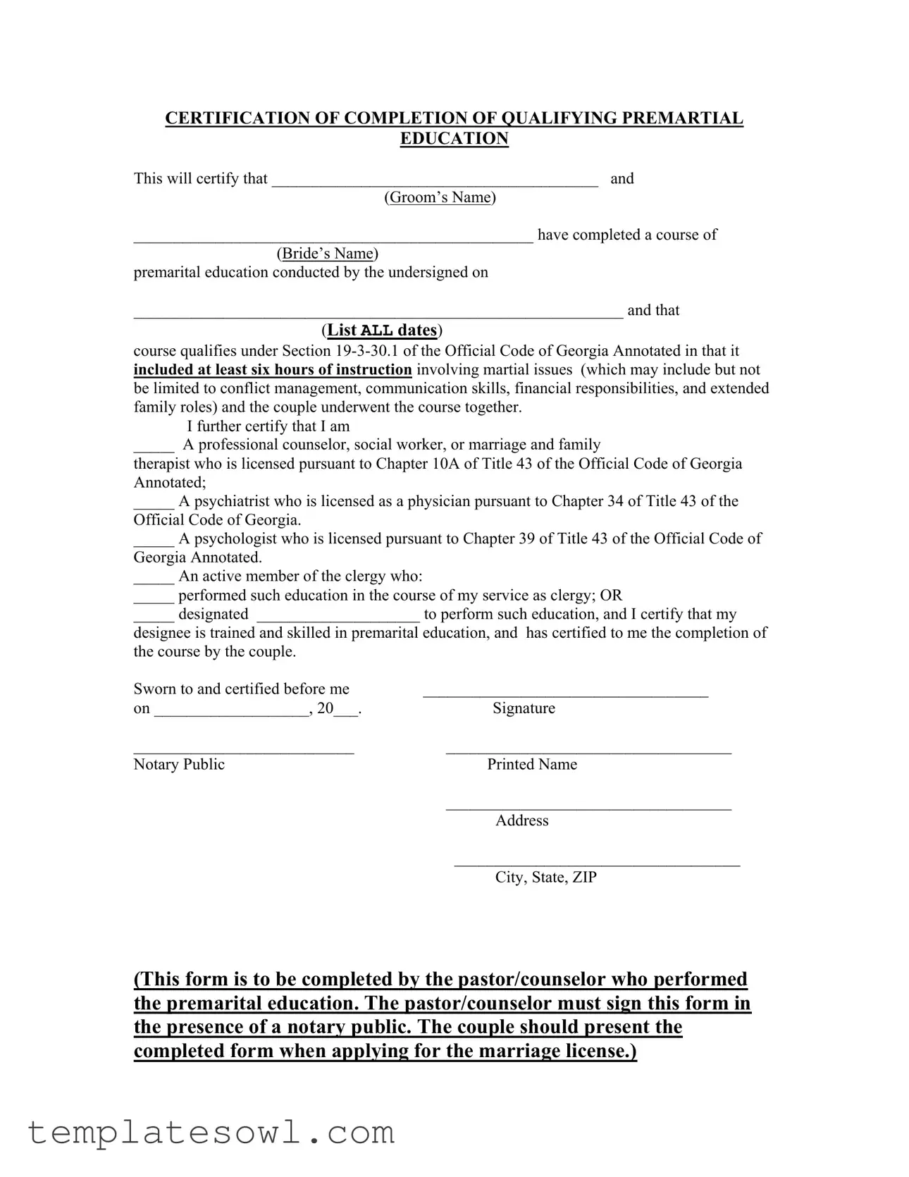 Fill Out Your Completion Of Marriage Form