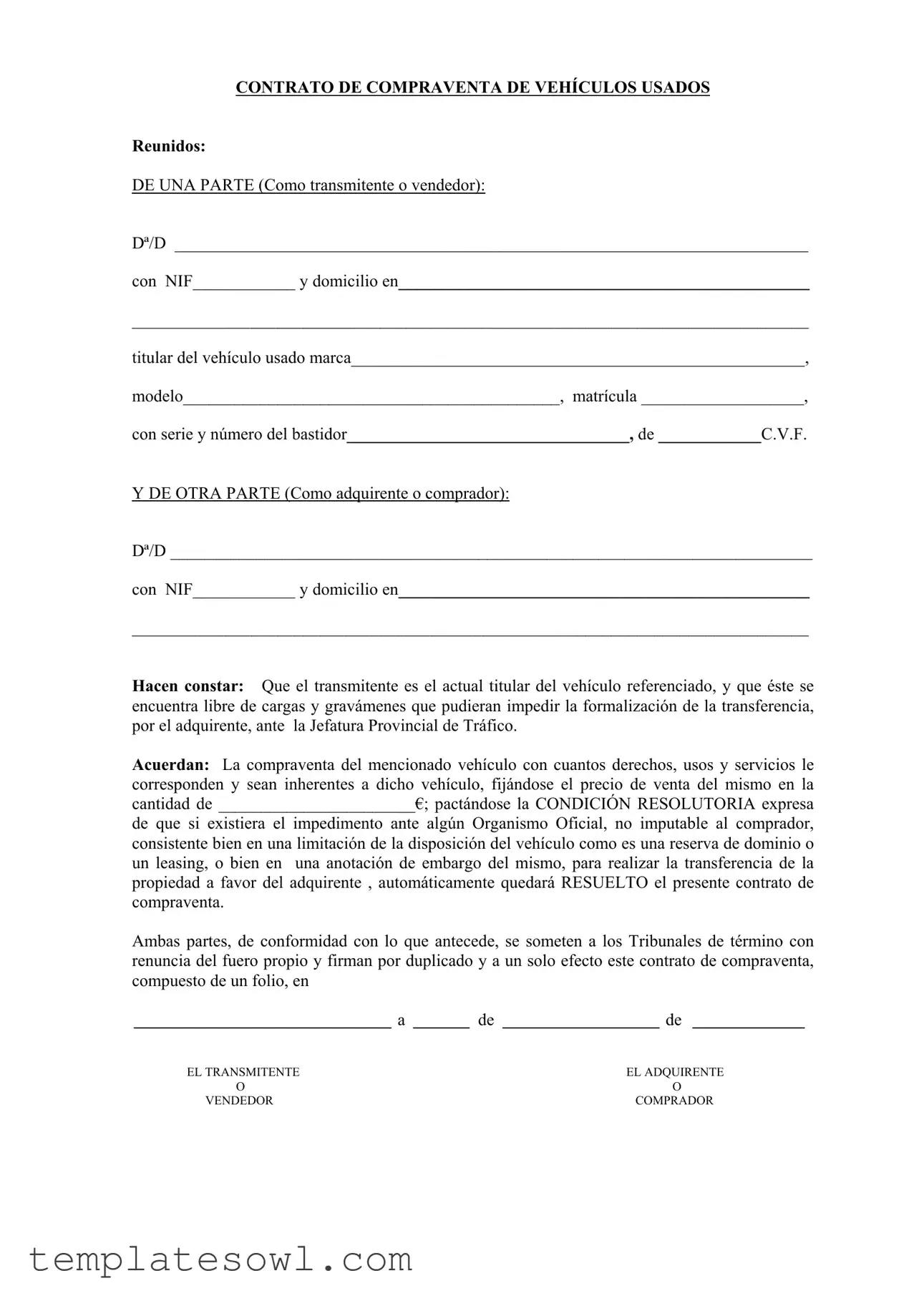 Fill Out Your Compra Venta Vehculo Form