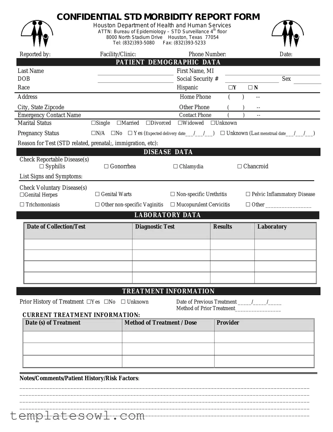Fill Out Your Confidential Std Morbidity Report Form