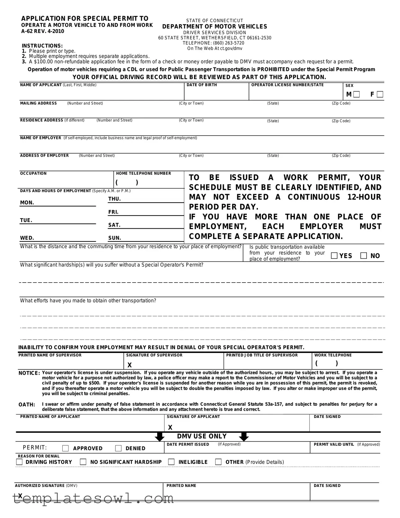 Fill Out Your Connecticut A 62 Form
