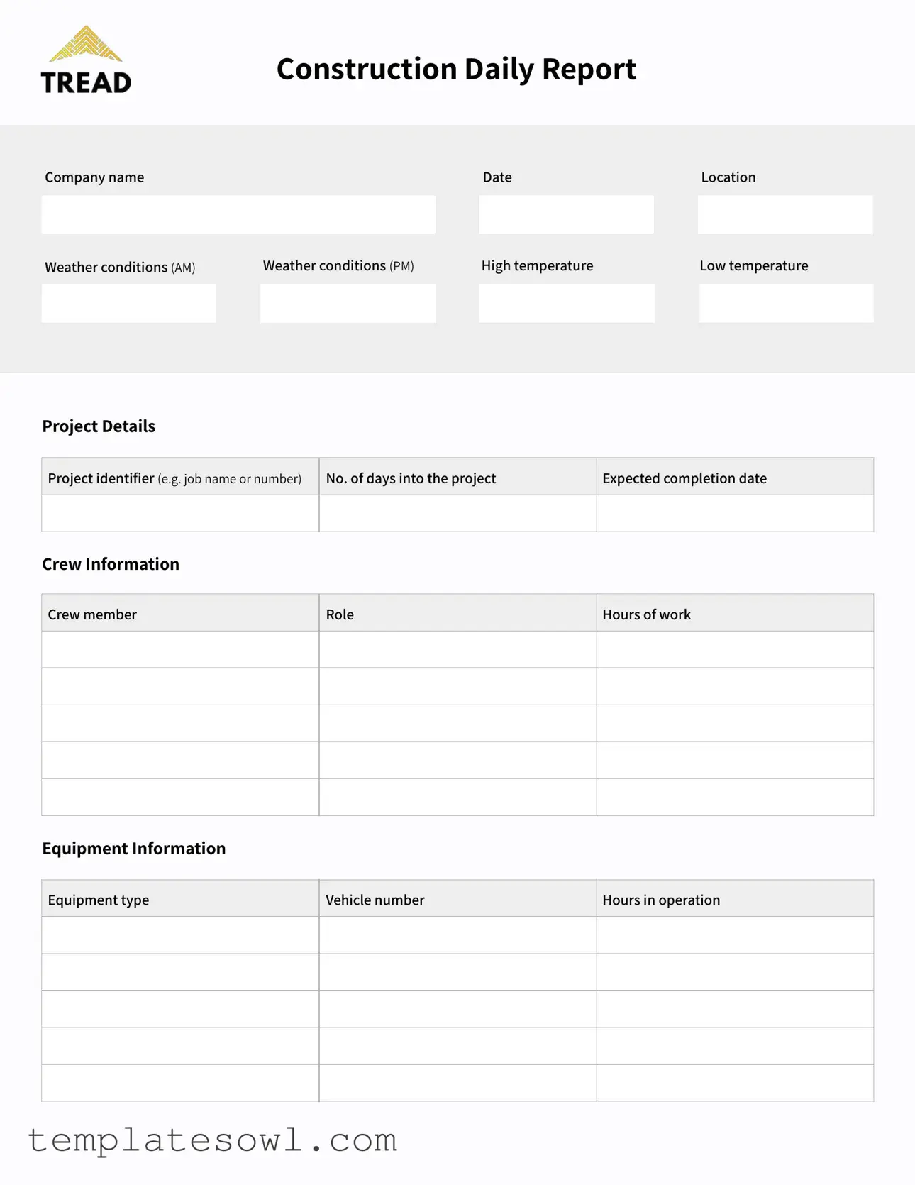Fill Out Your Construction Daily Report Form