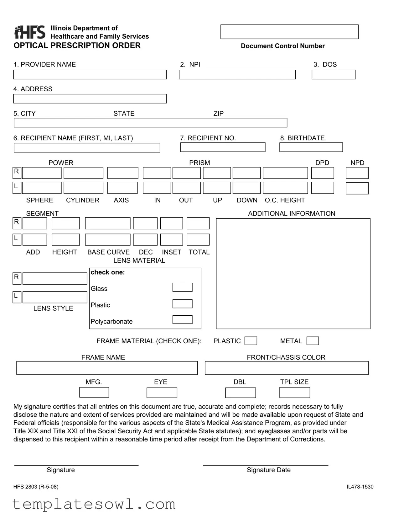 Fill Out Your Contact Lense Prescription Form