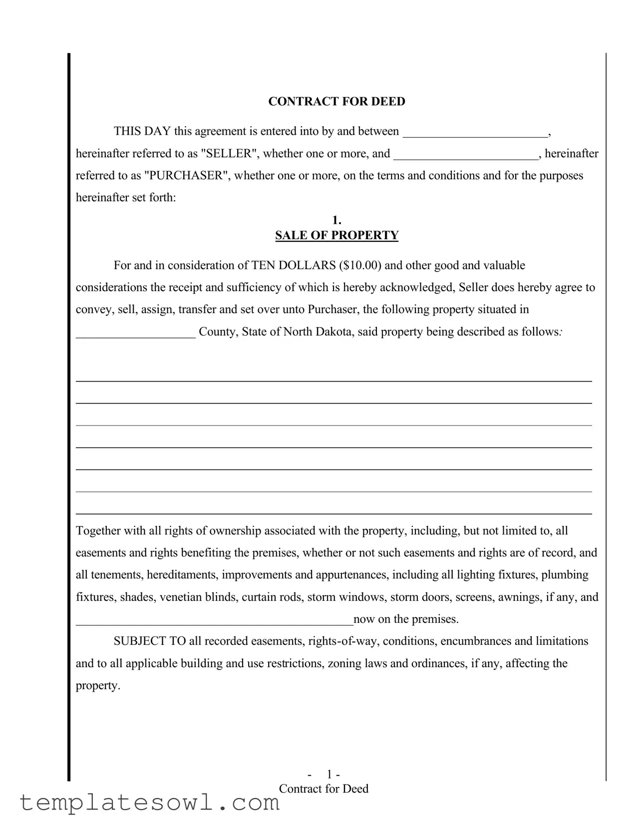 Fill Out Your Contract For Deed Nd Form