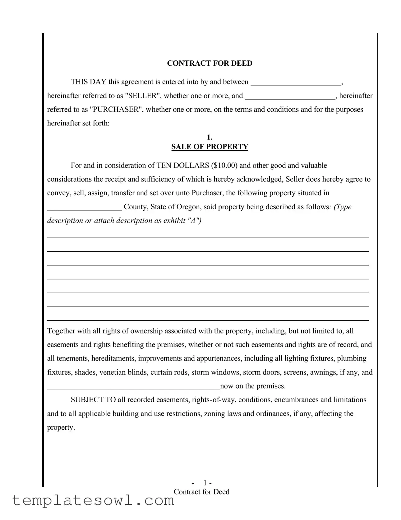 Fill Out Your Contract For Deed Form