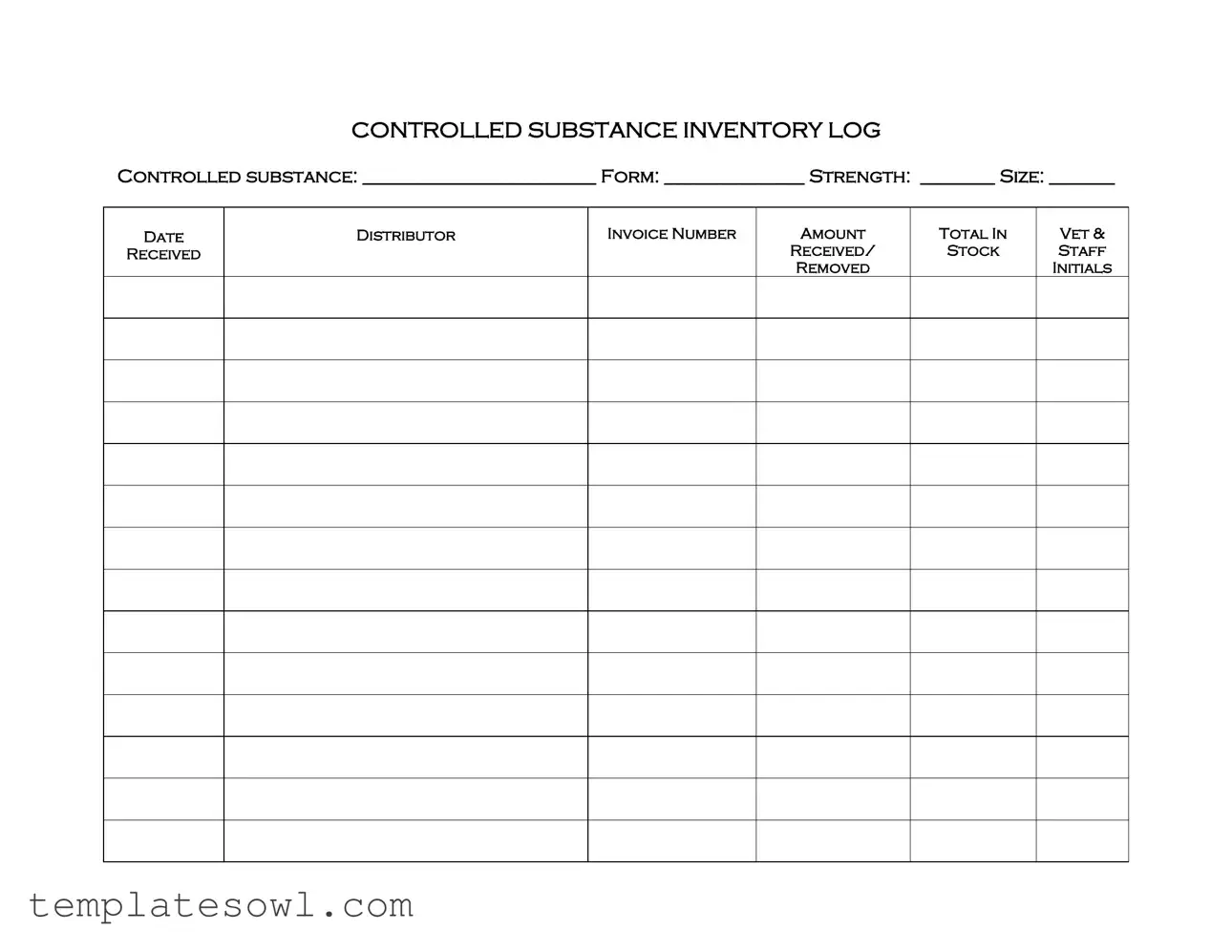 Fill Out Your Controlled Drug Log Form