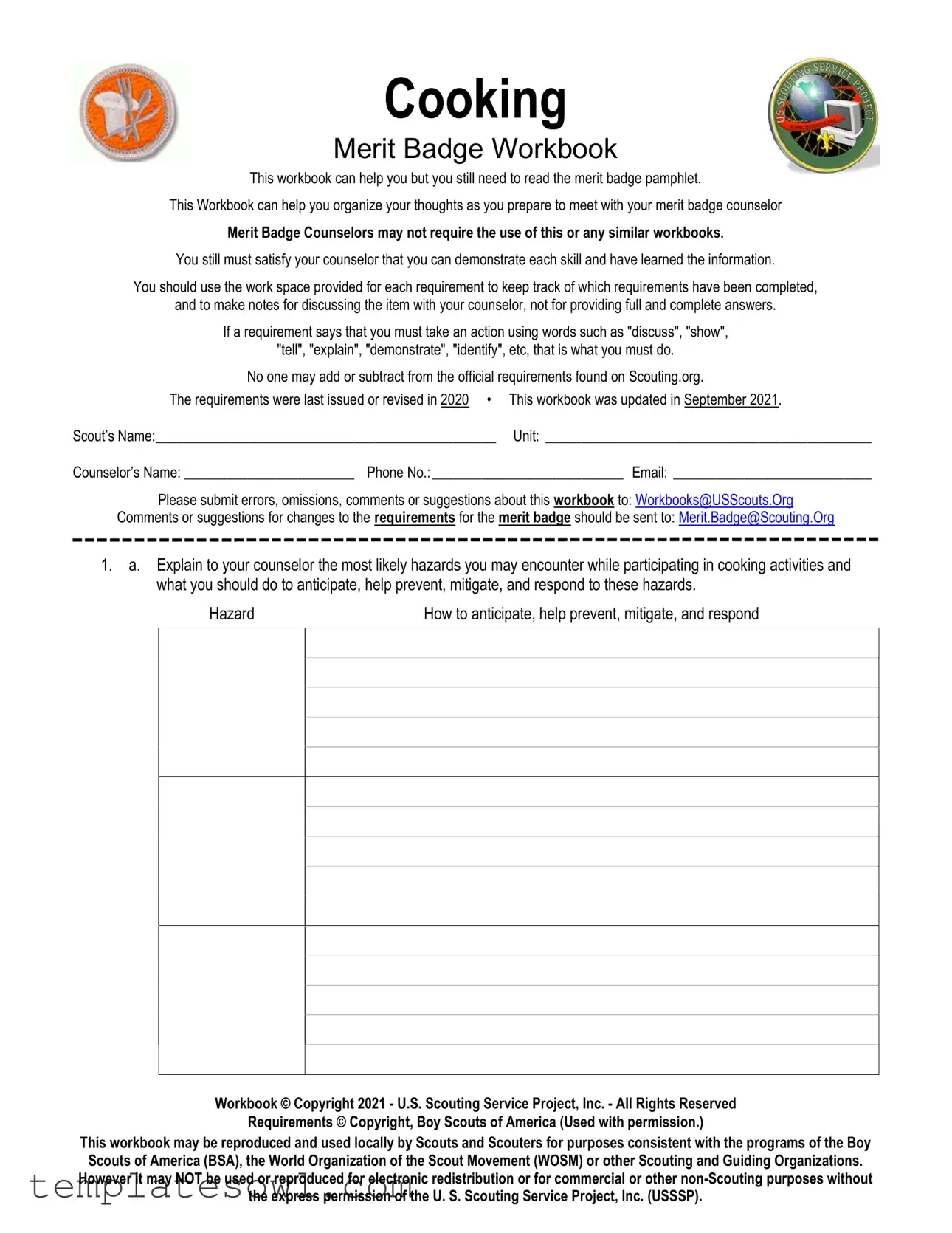 Fill Out Your Cooking Badge Form
