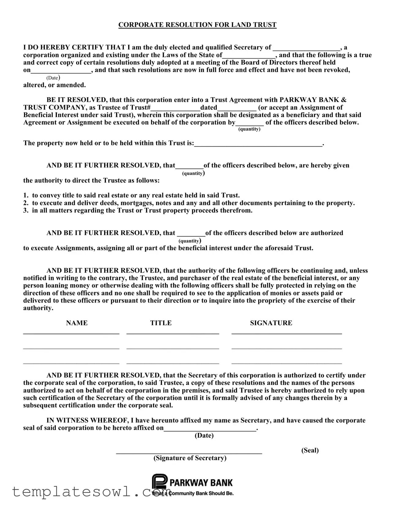 Fill Out Your Corporate Resolution Form