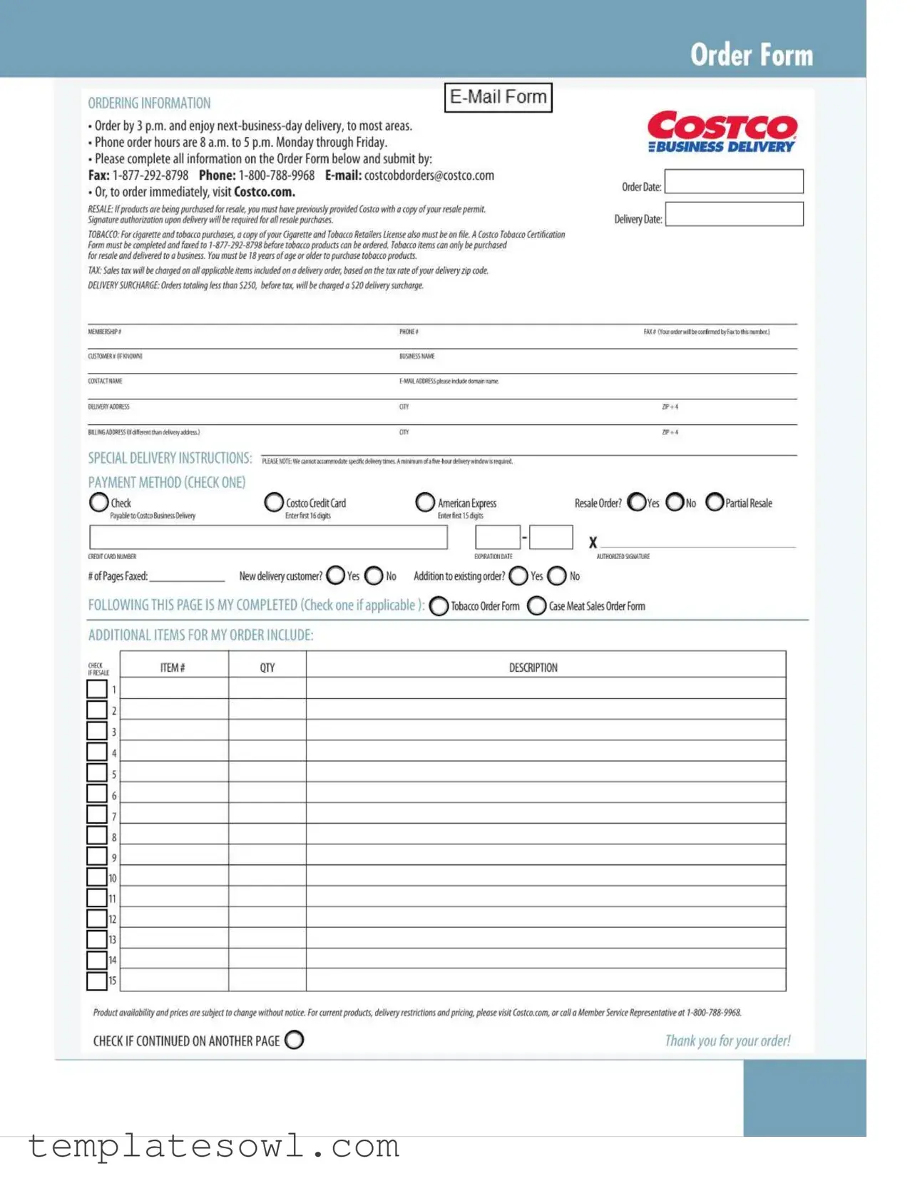 Fill Out Your Costco Cigarettes Order Form