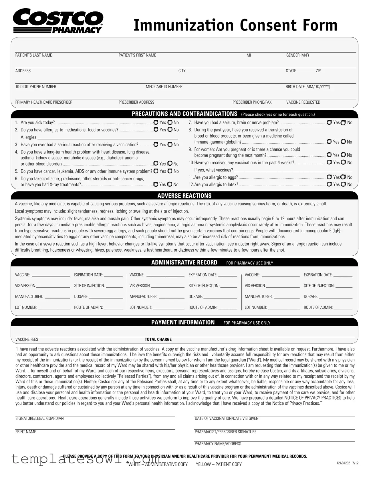 Fill Out Your Costco Immunization Form