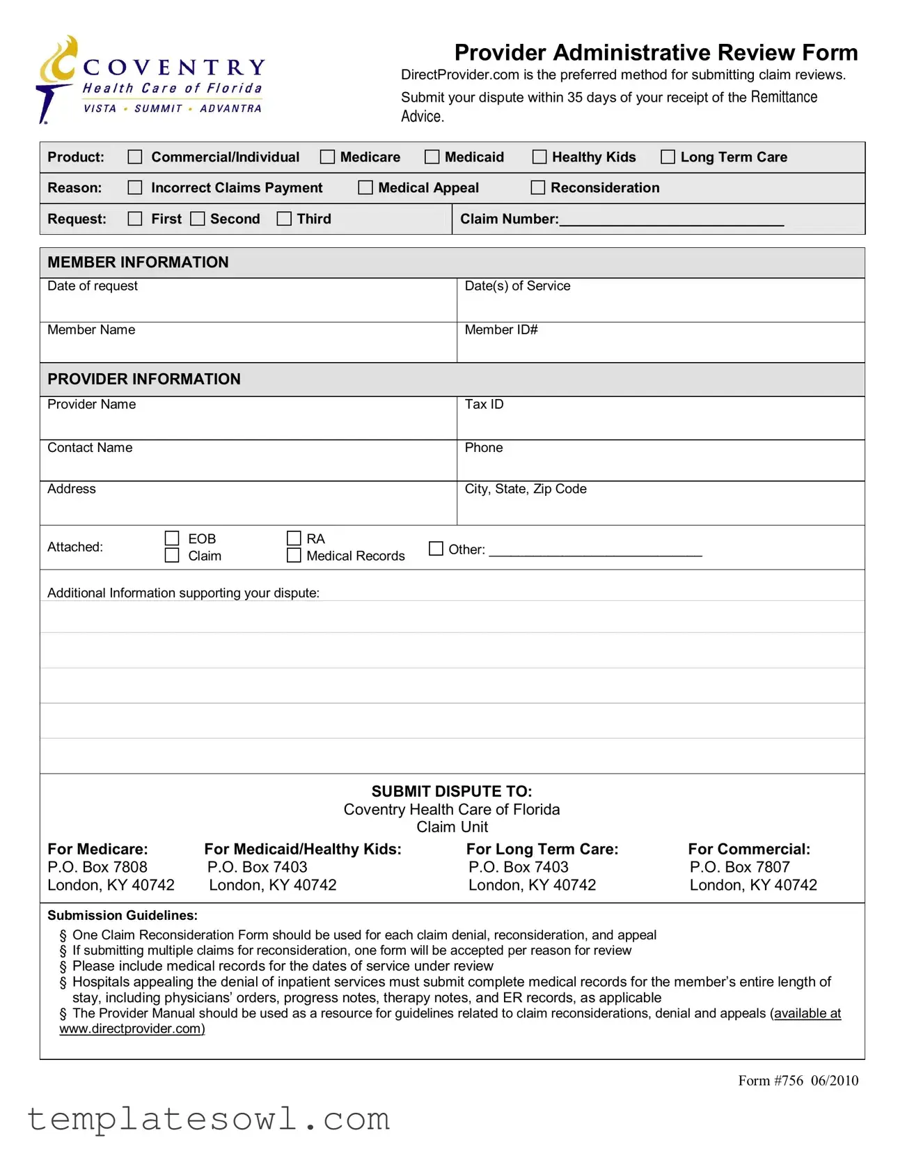 Fill Out Your Coventry Claim Form